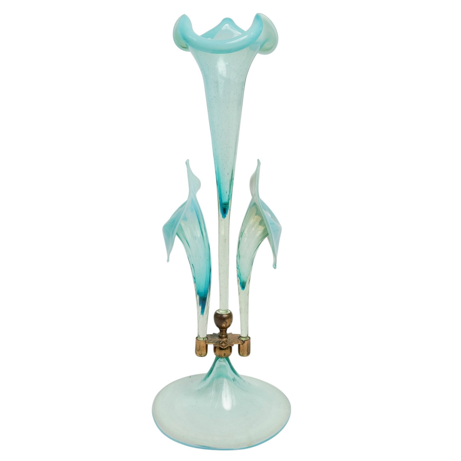 Antique Opalescent Art Glass & Gilt Lily Epergne (1 of 6)