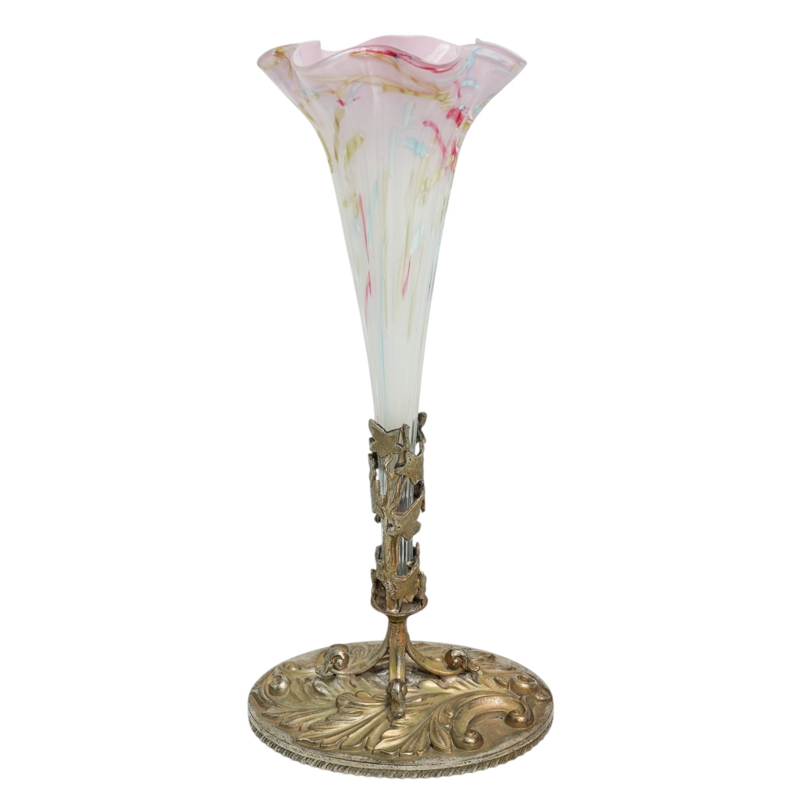Victorian Pink Glass and Gilt Brass Epergne (1 of 9)