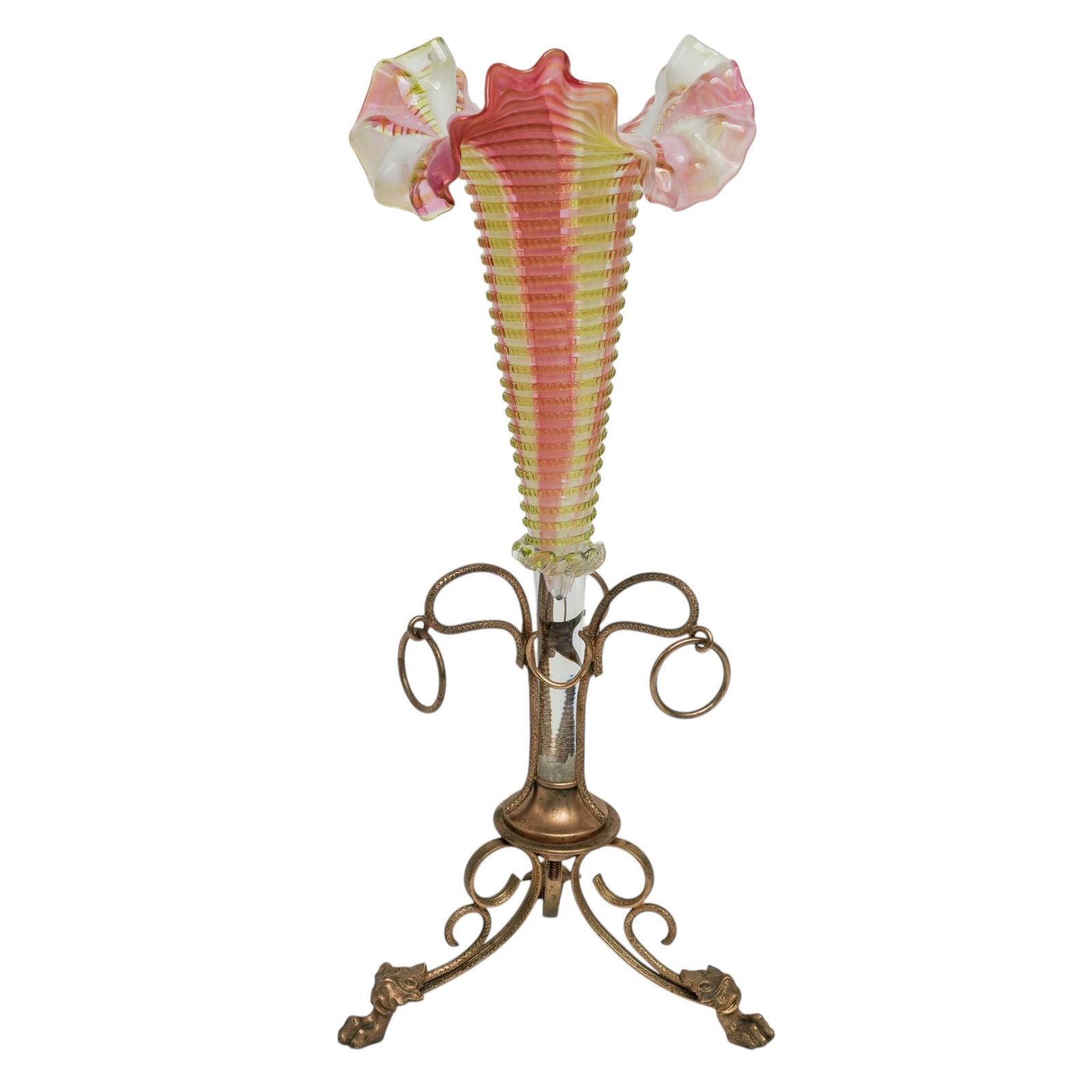 Antique Victorian Glass and Brass Lily Epergne (1 of 10)