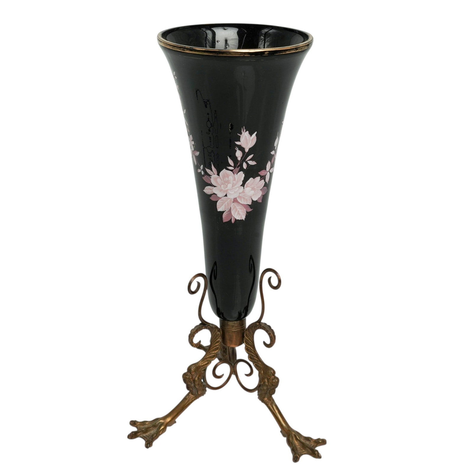 Antique Painted Glass & Floral Trumpet Epergne (1 of 8)