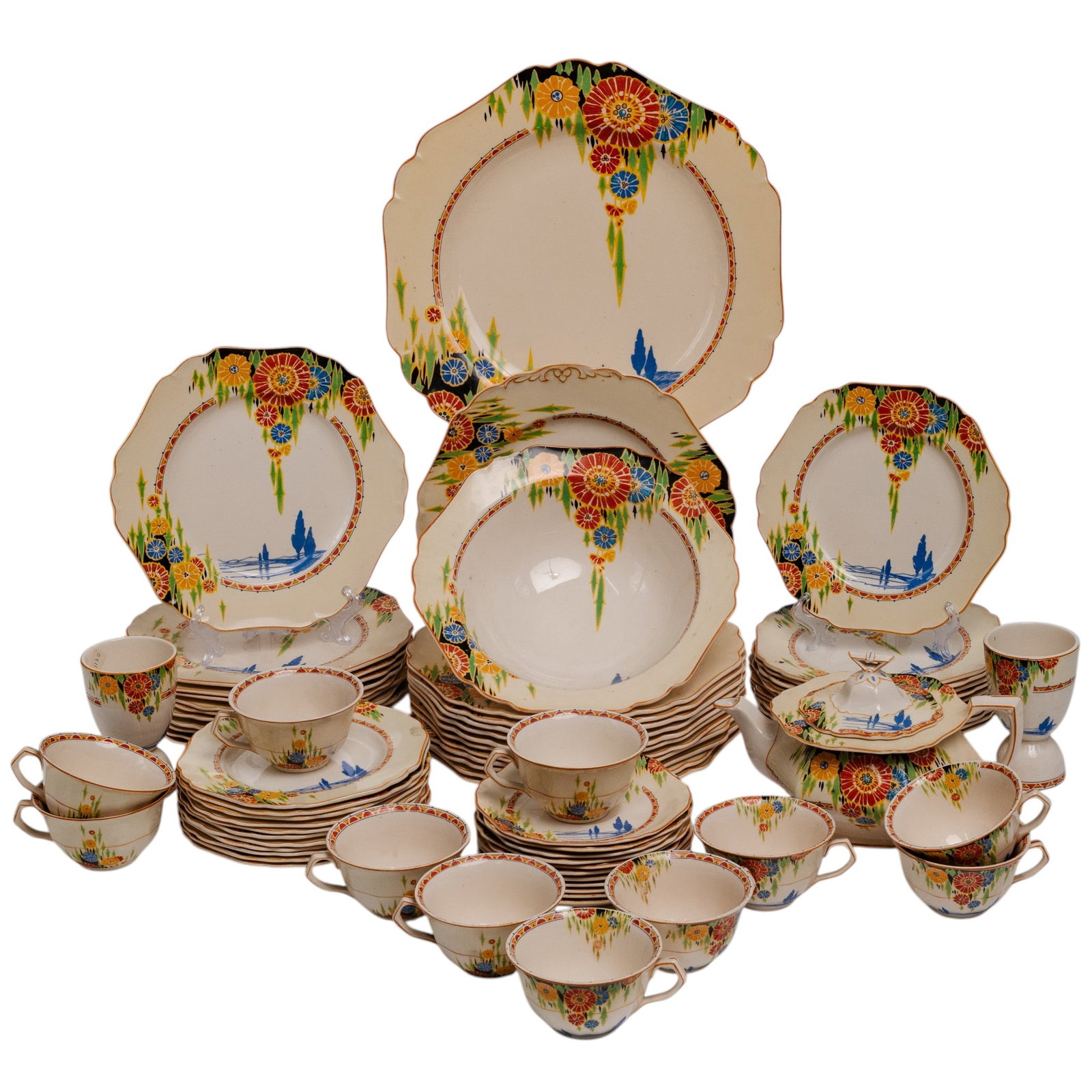 (73 pc) Vintage John Maddock & Sons ‘Sunburst’ Porcelain Dinner Service Set (1 of 5)