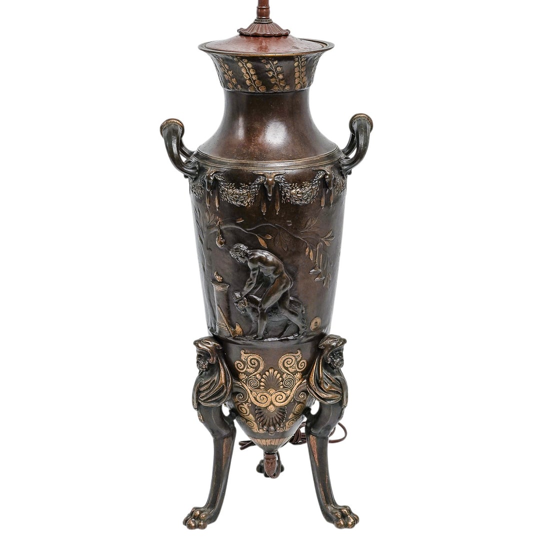 Antique French Neo Greco Bronze Urn Converted Lamp (1 of 8)