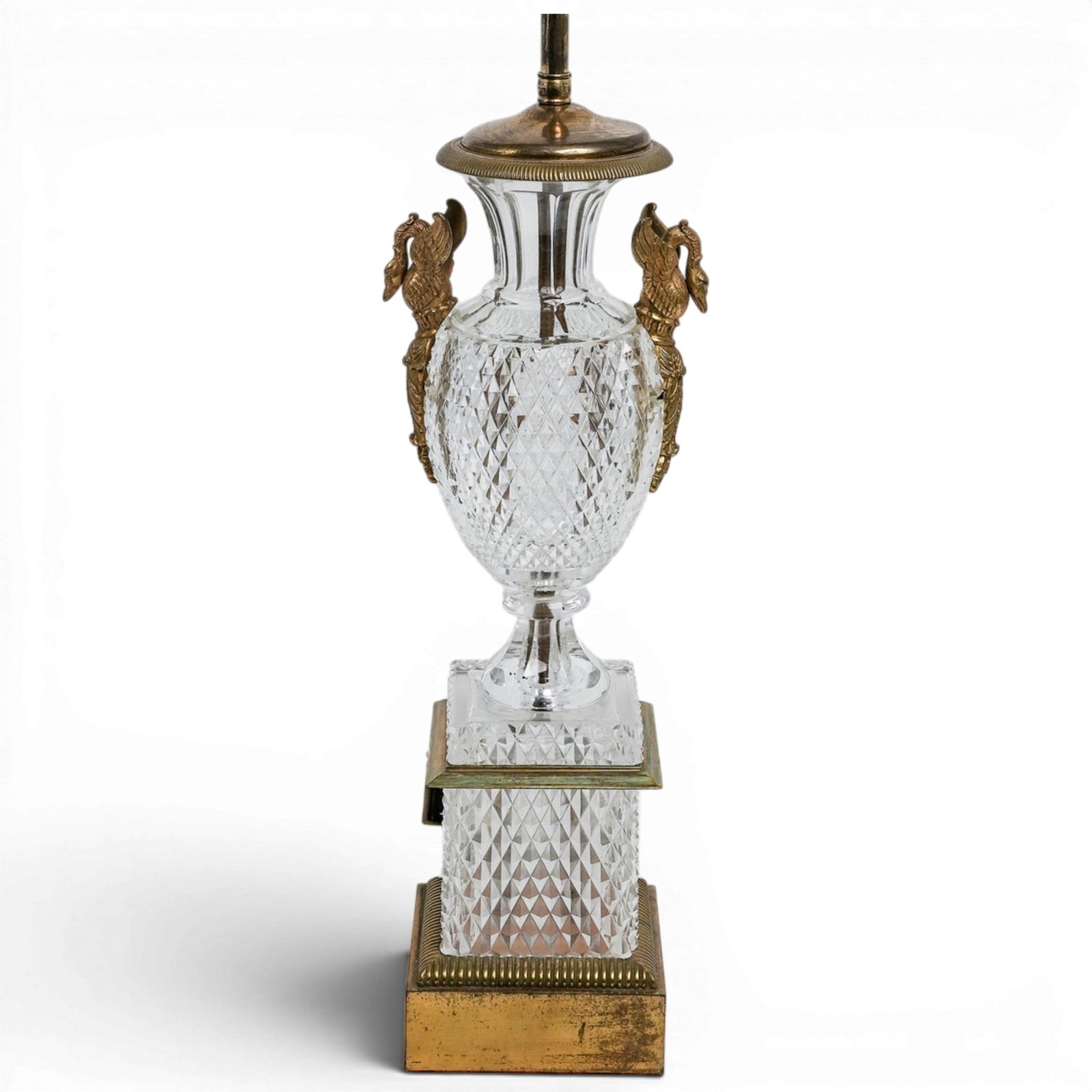 French Empire Swan Bronze Mounted Cut Glass Table Lamp (1 of 6)