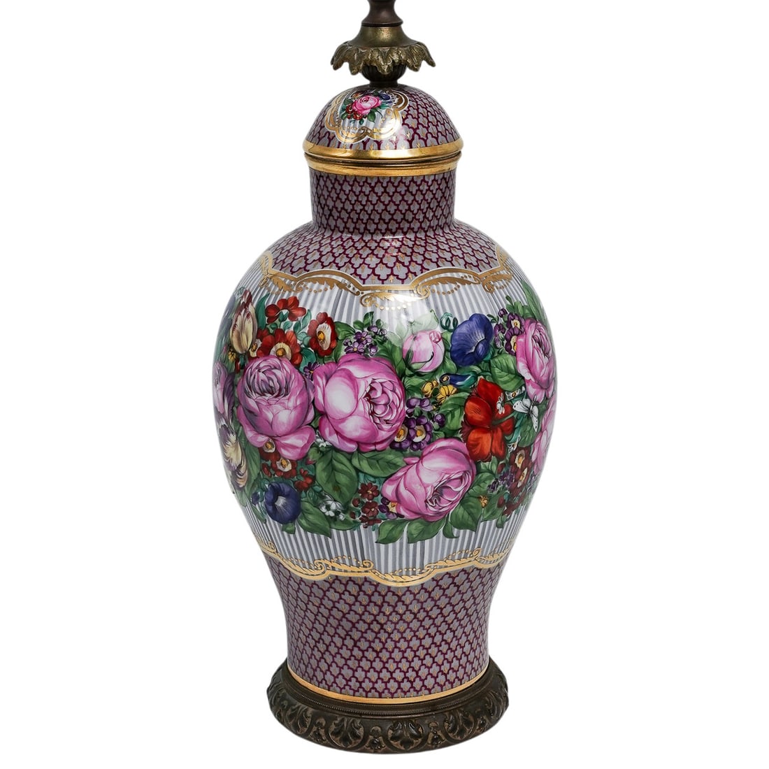 Vintage Porcelain Floral Table Lamp (1 of 6)
