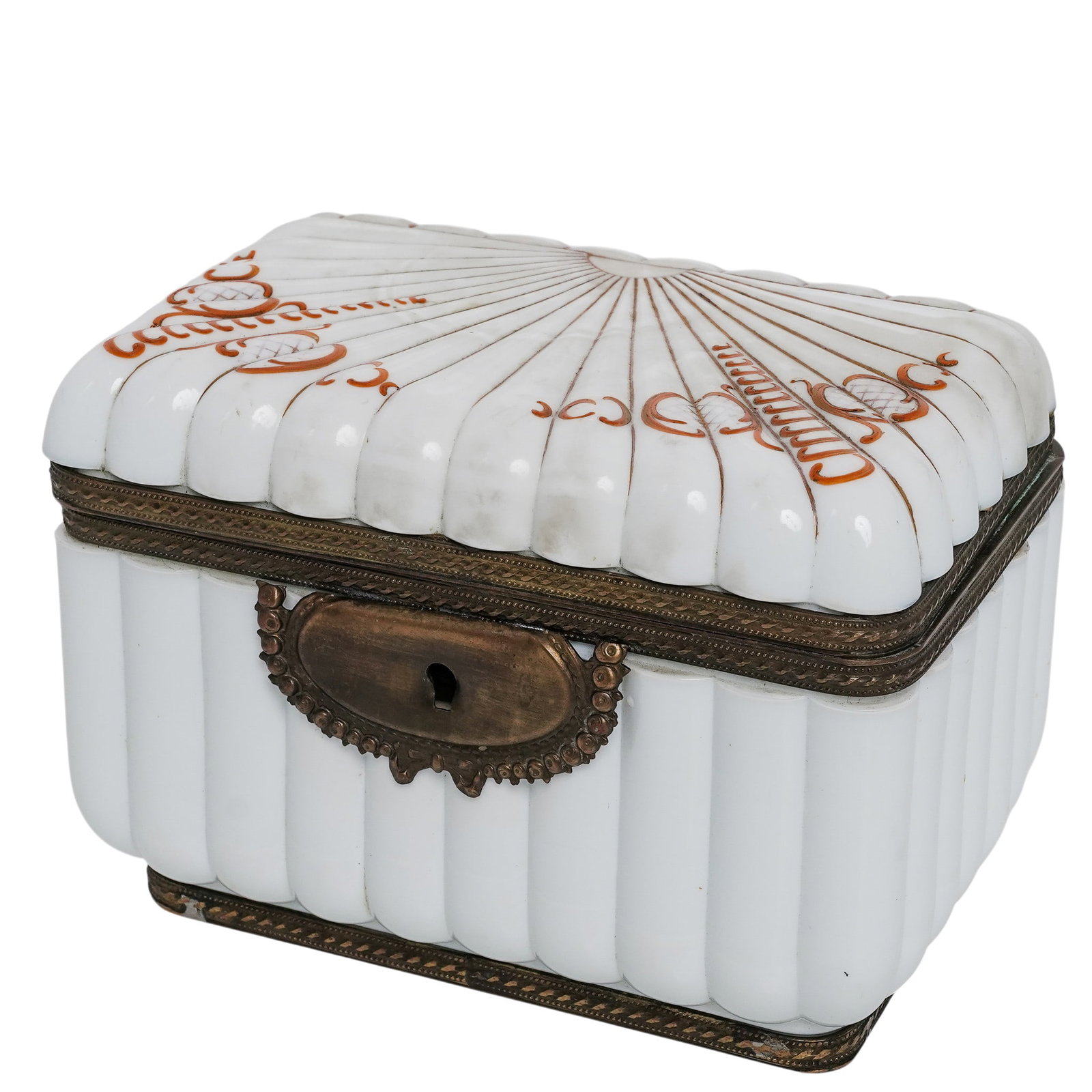 Antique French White Opaline Painted Glass Box (1 of 5)