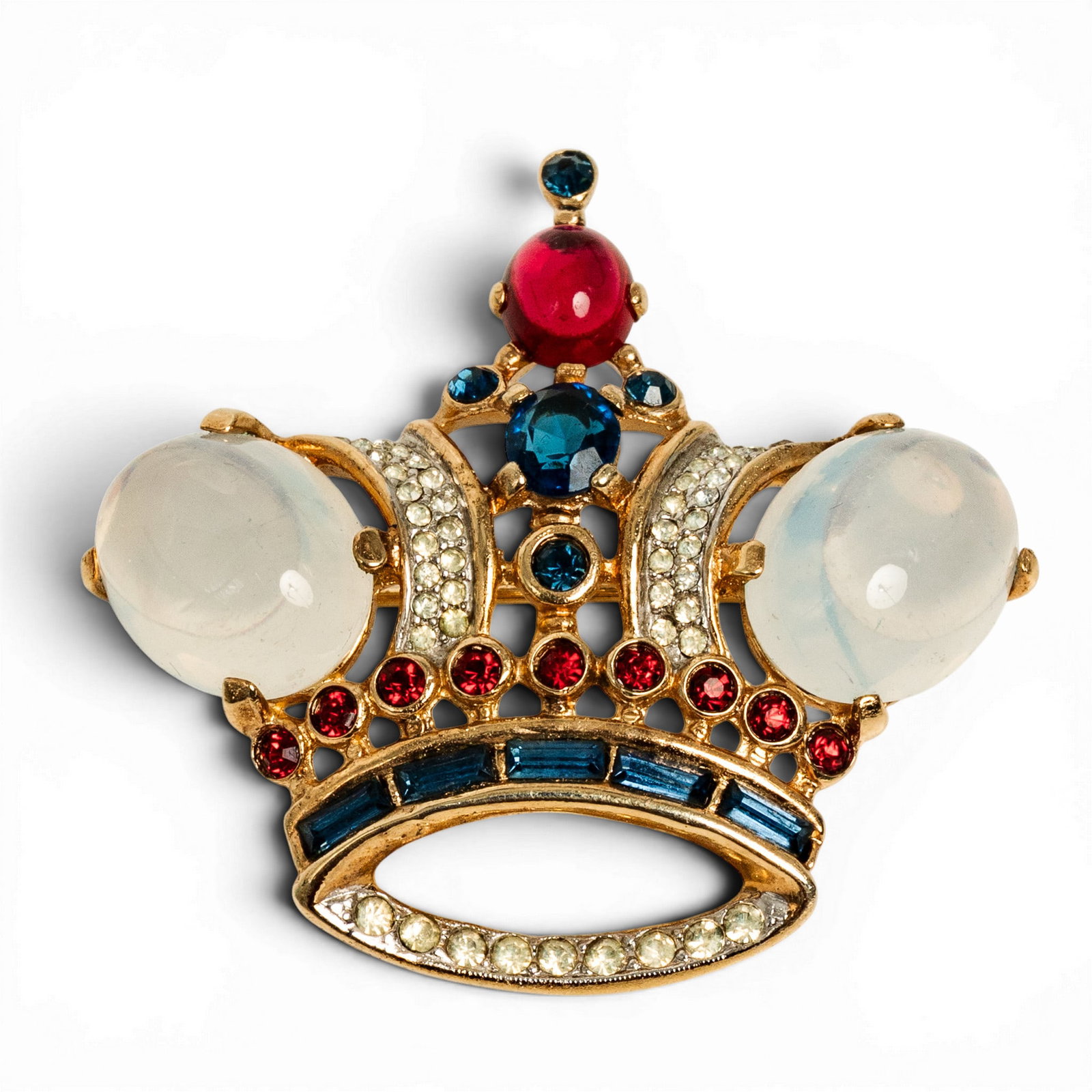 Alfred Philippe for Trifari Sterling Silver & Multistone Crown Brooch (1 of 4)