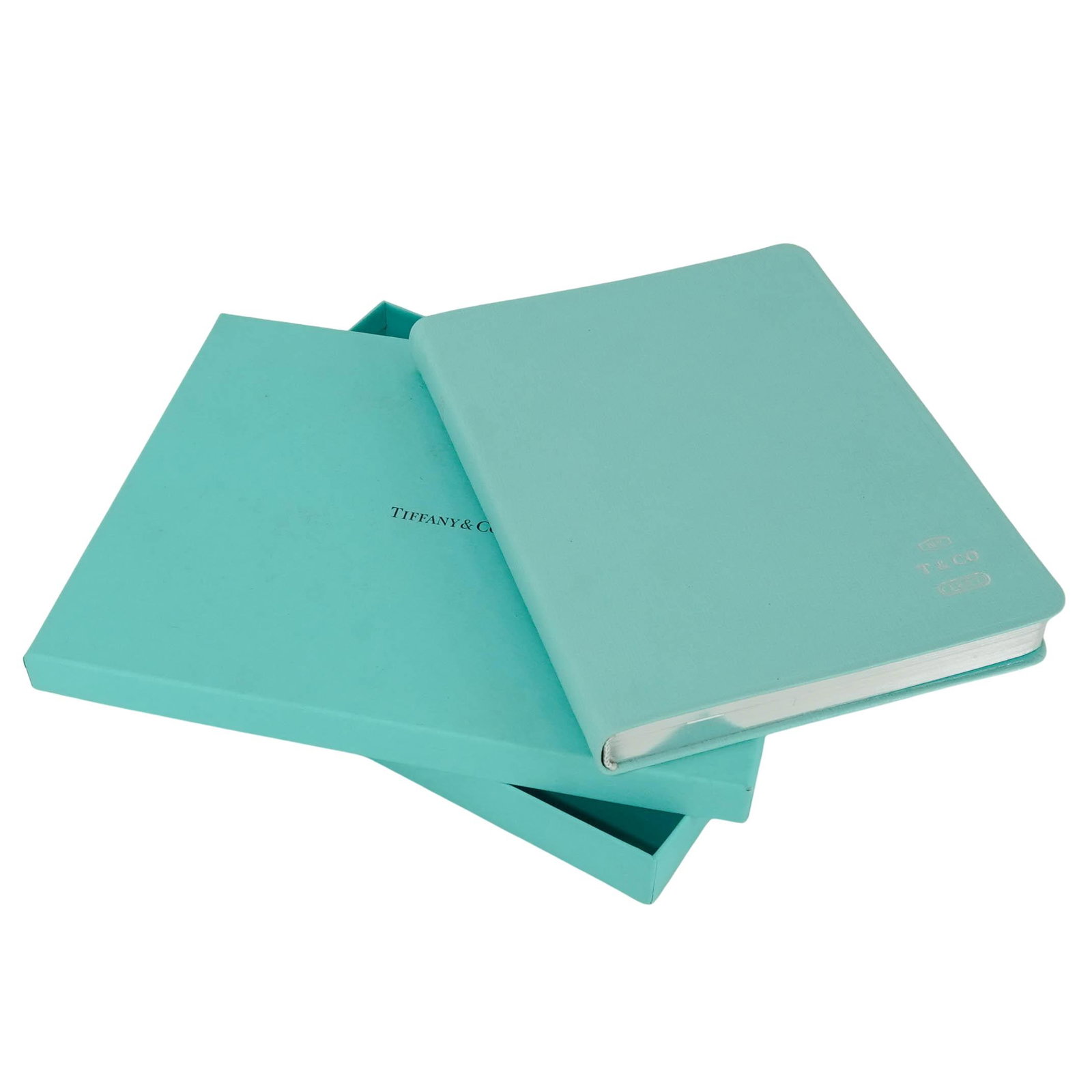 Tiffany & Co. Planner w/box: Tiffany & Co. Planner w/box 2018, USA 2019 Tiffany & Co. planner with the company's signature teal leather cover. Front embossed in silver “NY Tiffany & Co. 1837,” with “Tiffany &