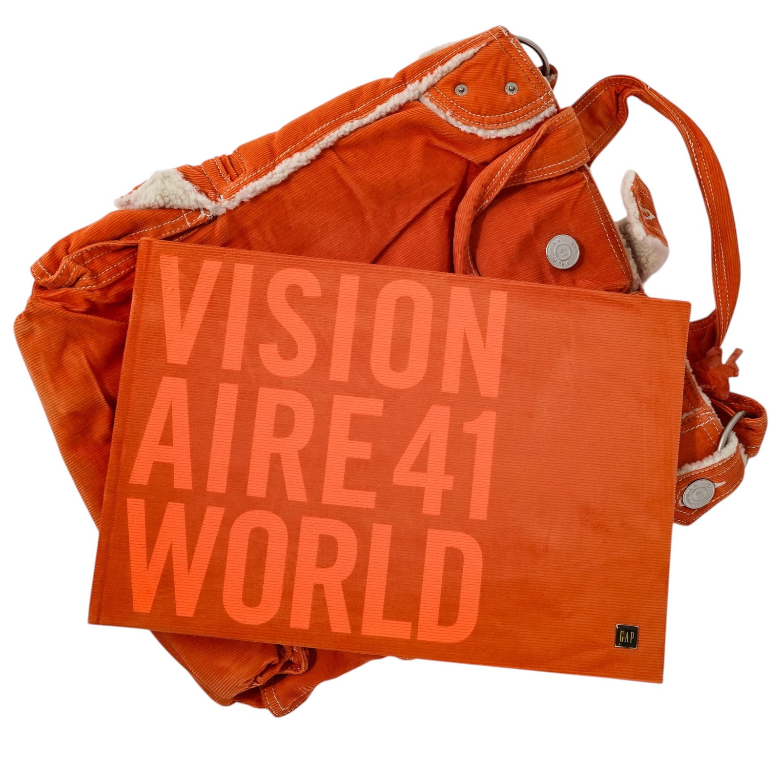 Limited Edition Visionaire x GAP 41 WORLD: Limited Edition Visionaire x GAP 41 WORLD 2003, USA A limited edition artist publication issued with orange canvas backpack and accompanying print book. Published by Visionaire in collaboration with G
