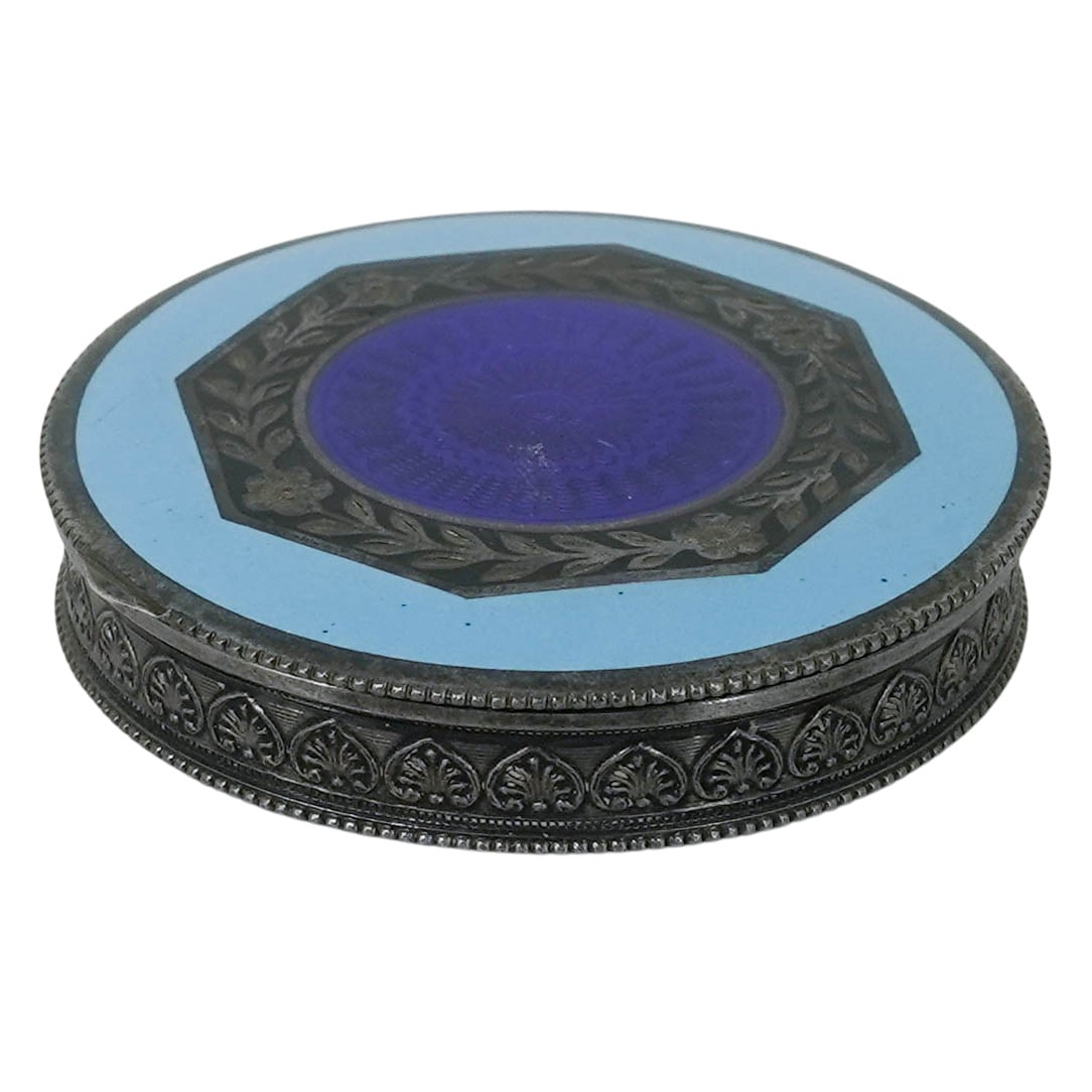 Austrian Sterling Silver & Guilloche Enamel Compact (1 of 9)