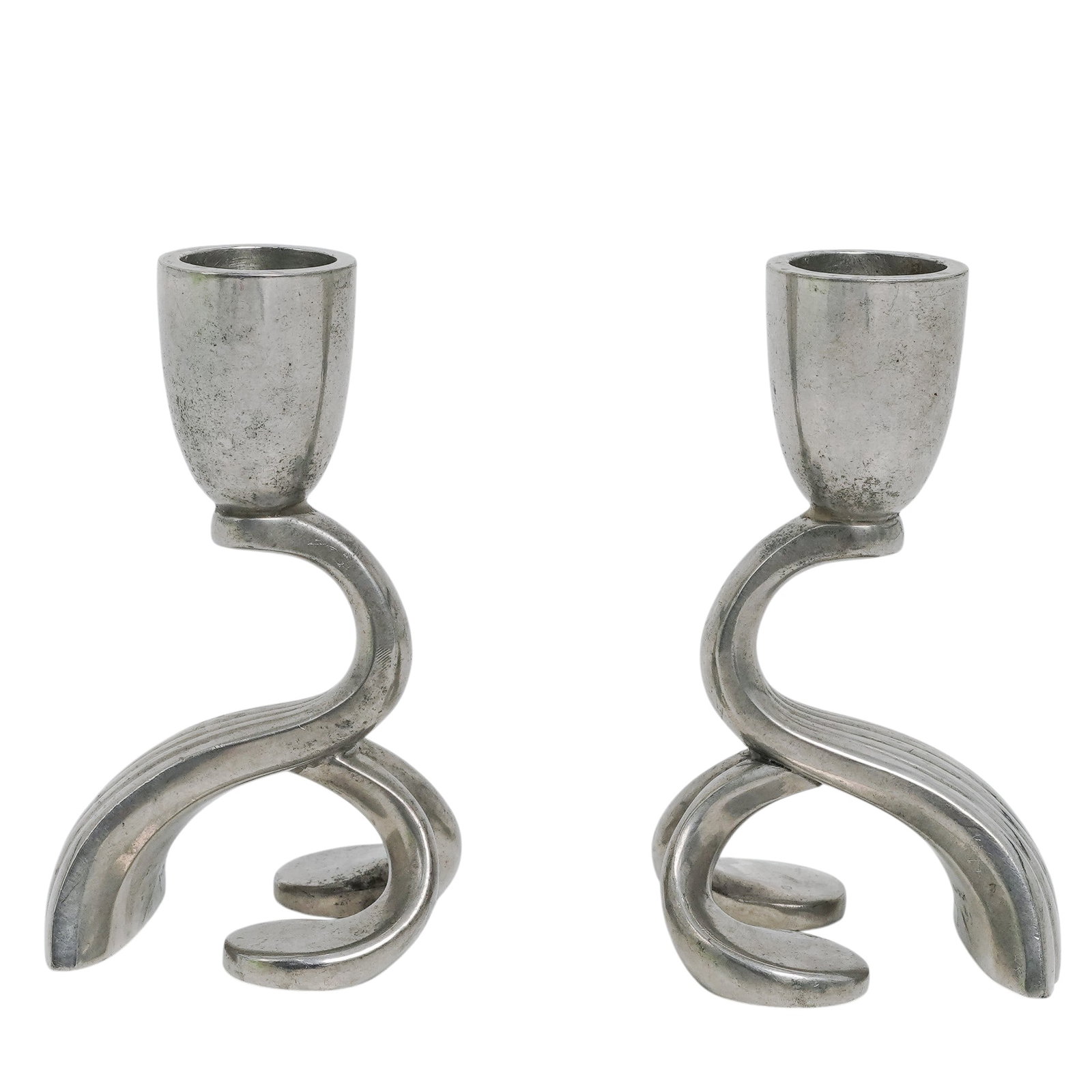Pair Just Andersen Art Deco Pewter Danish Candlesticks (1 of 5)