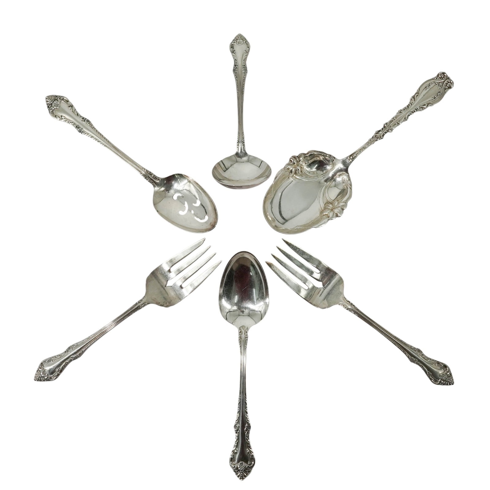 (6 pc) Oneida Community & Whiting Sterling Silver Serving Flatware (1 of 12)