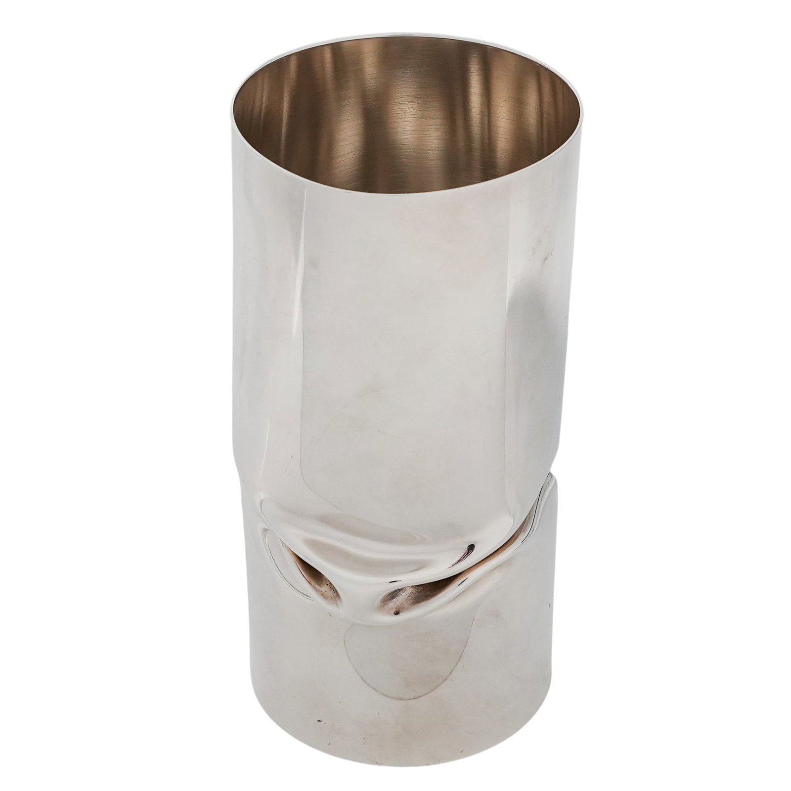 Christofle Cylindrical Silver Plated Crumpled Vase (1 of 5)