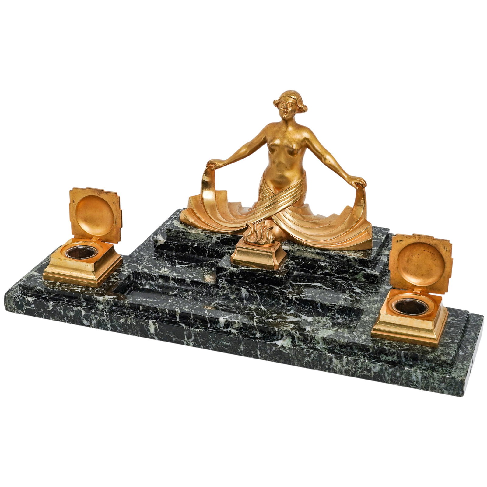 French Art Deco Marble & Ormulo Desk Set - 2