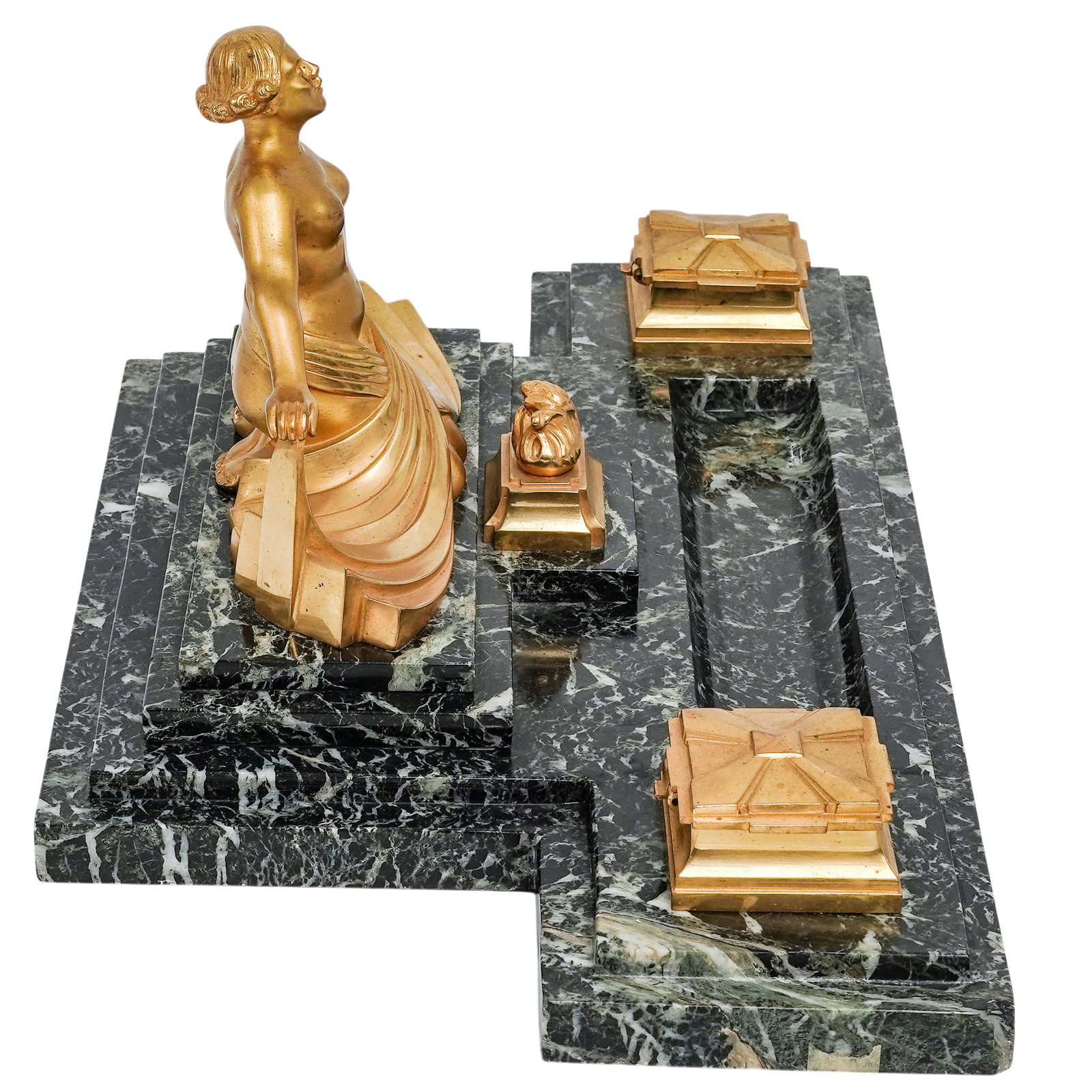 French Art Deco Marble & Ormulo Desk Set - 3