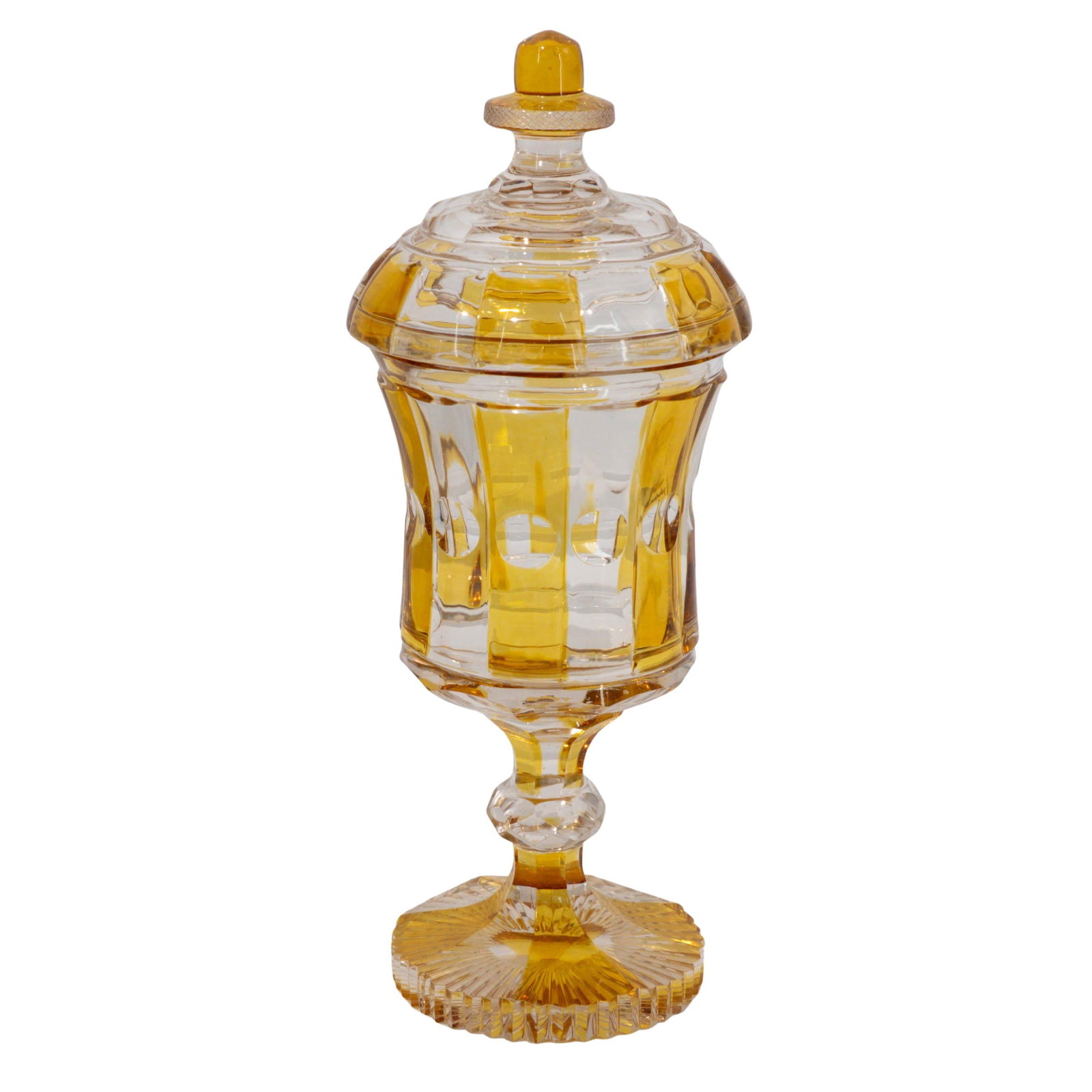 Antique Bohemian Amber Crystal Covered Jar (1 of 7)