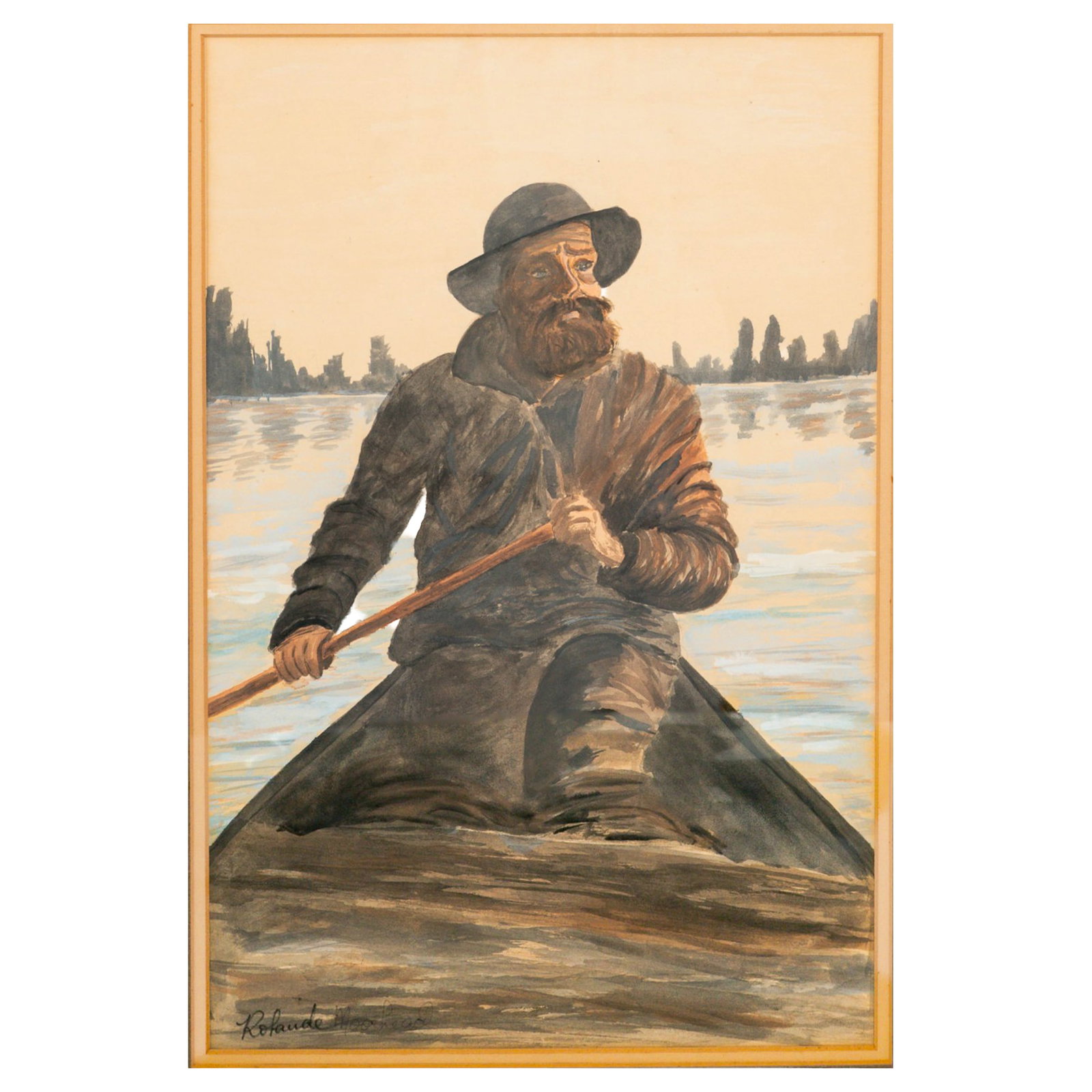 Rolande Moorhead 'The Boatman' Watercolor Painting (1 of 10)