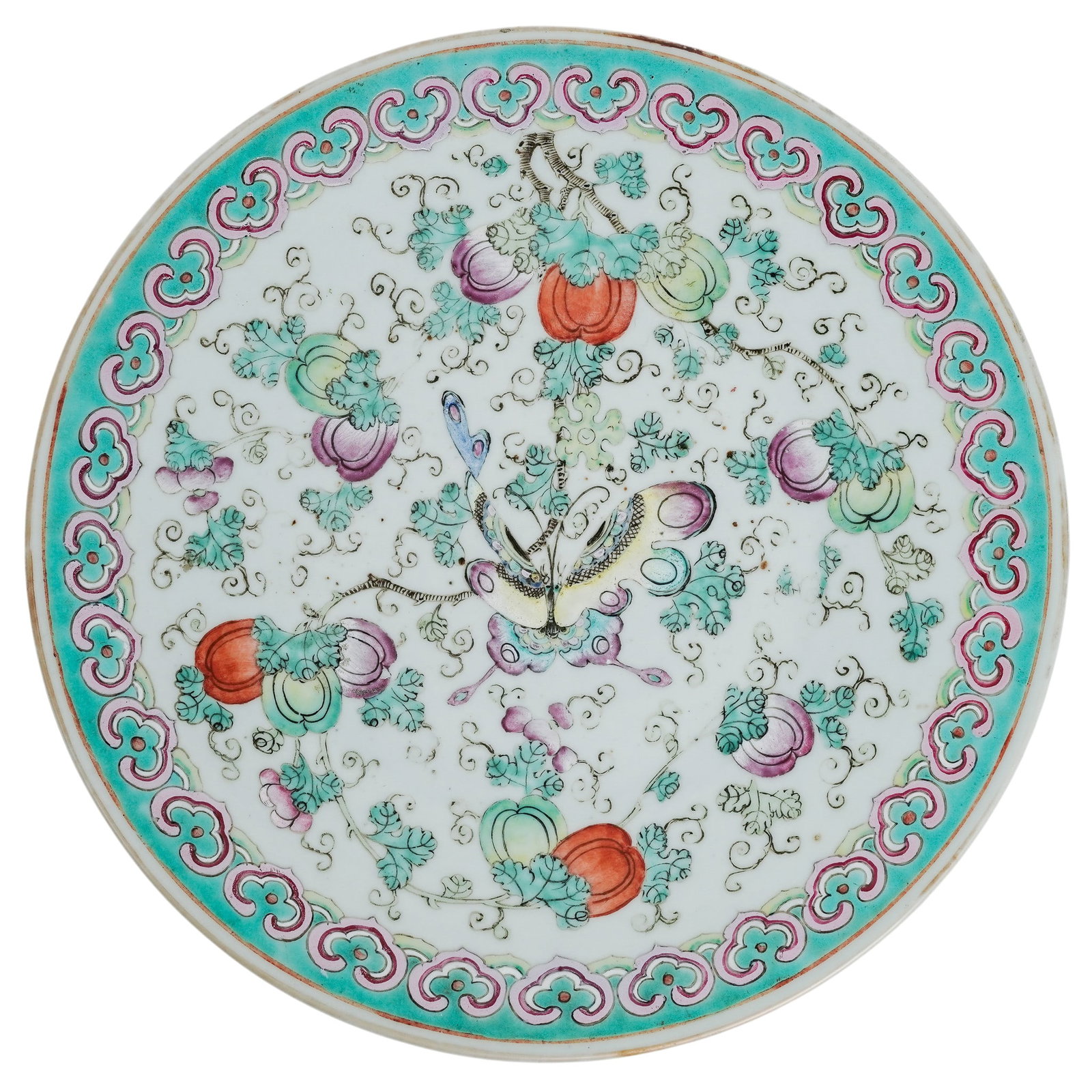 Chinese Qing Famille Rose Guazi & Butterfly Porcelain Plate (1 of 5)