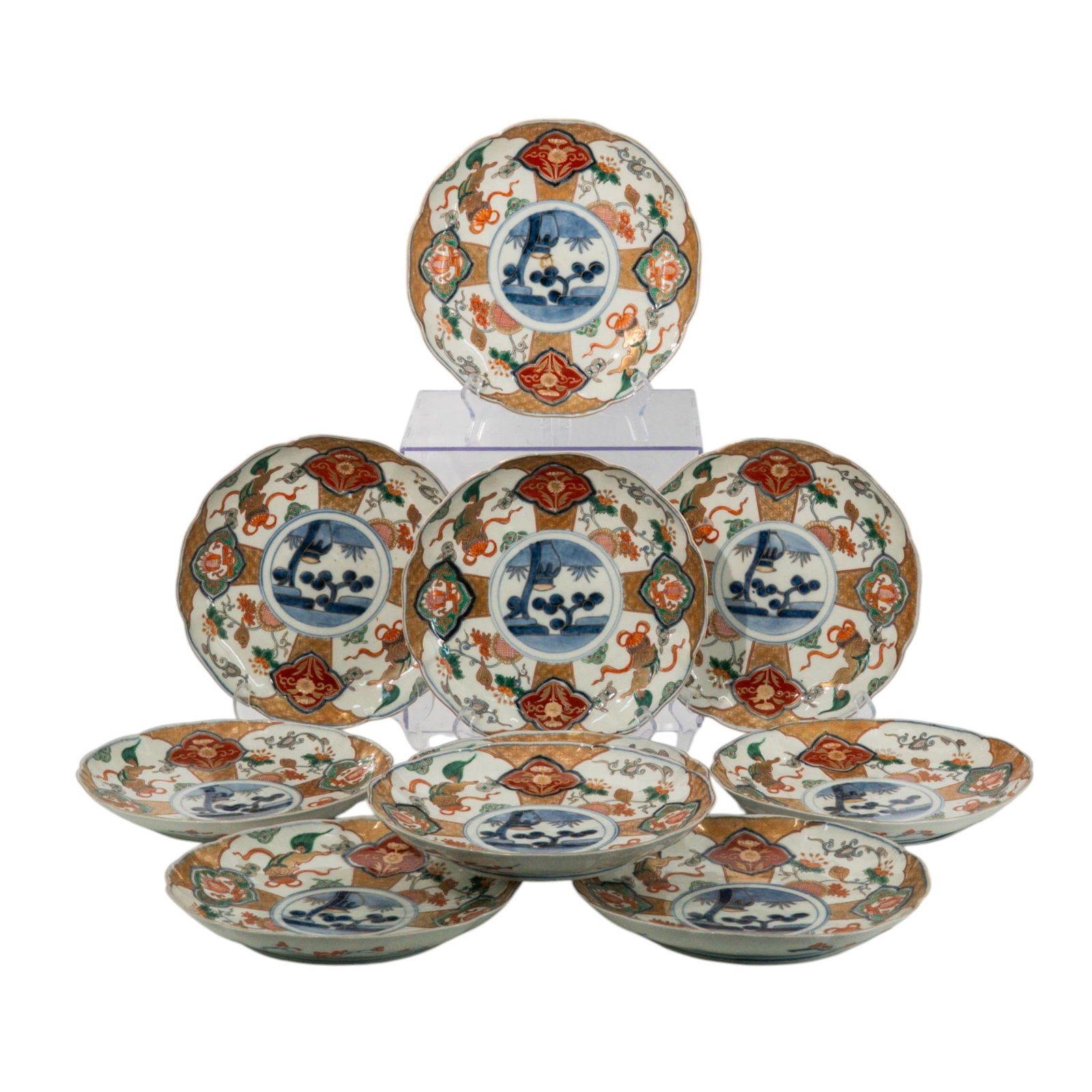 (10pc) Japanese Meiji Imari Porcelain Dinner Plates (1 of 8)