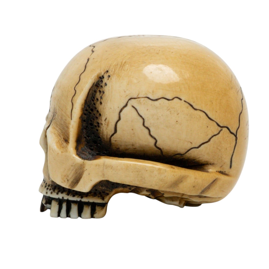 Japanese Carved Bone Netsuke Skull - 2