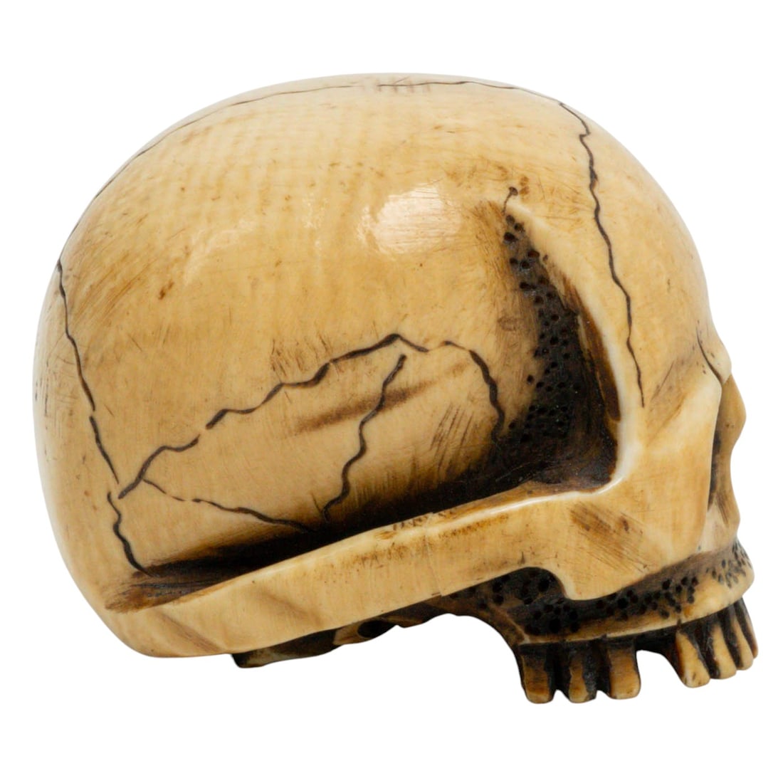 Japanese Carved Bone Netsuke Skull - 4
