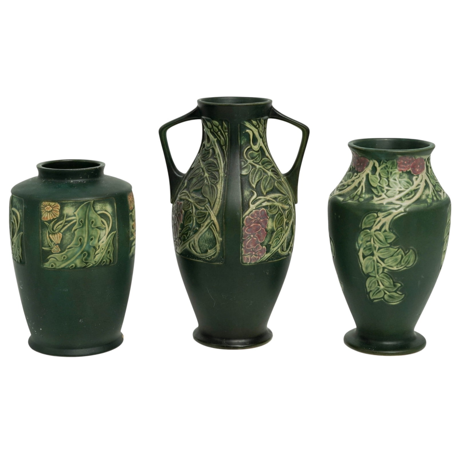 (3pc) Antique Roseville Pottery Vases (1 of 8)