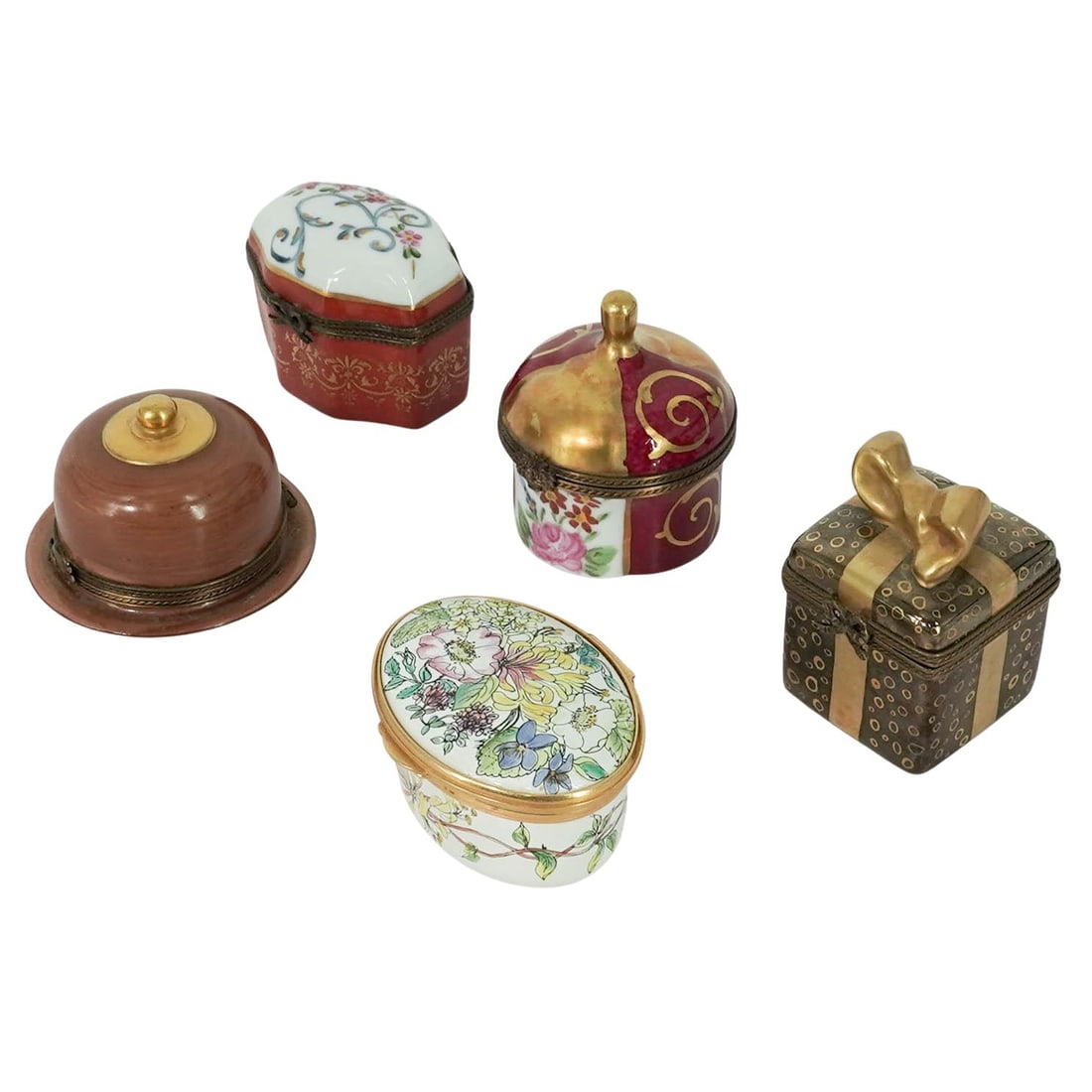 (5 pc) Assorted Limoges Hand Painted Porcelain Trinket Boxes (1 of 15)