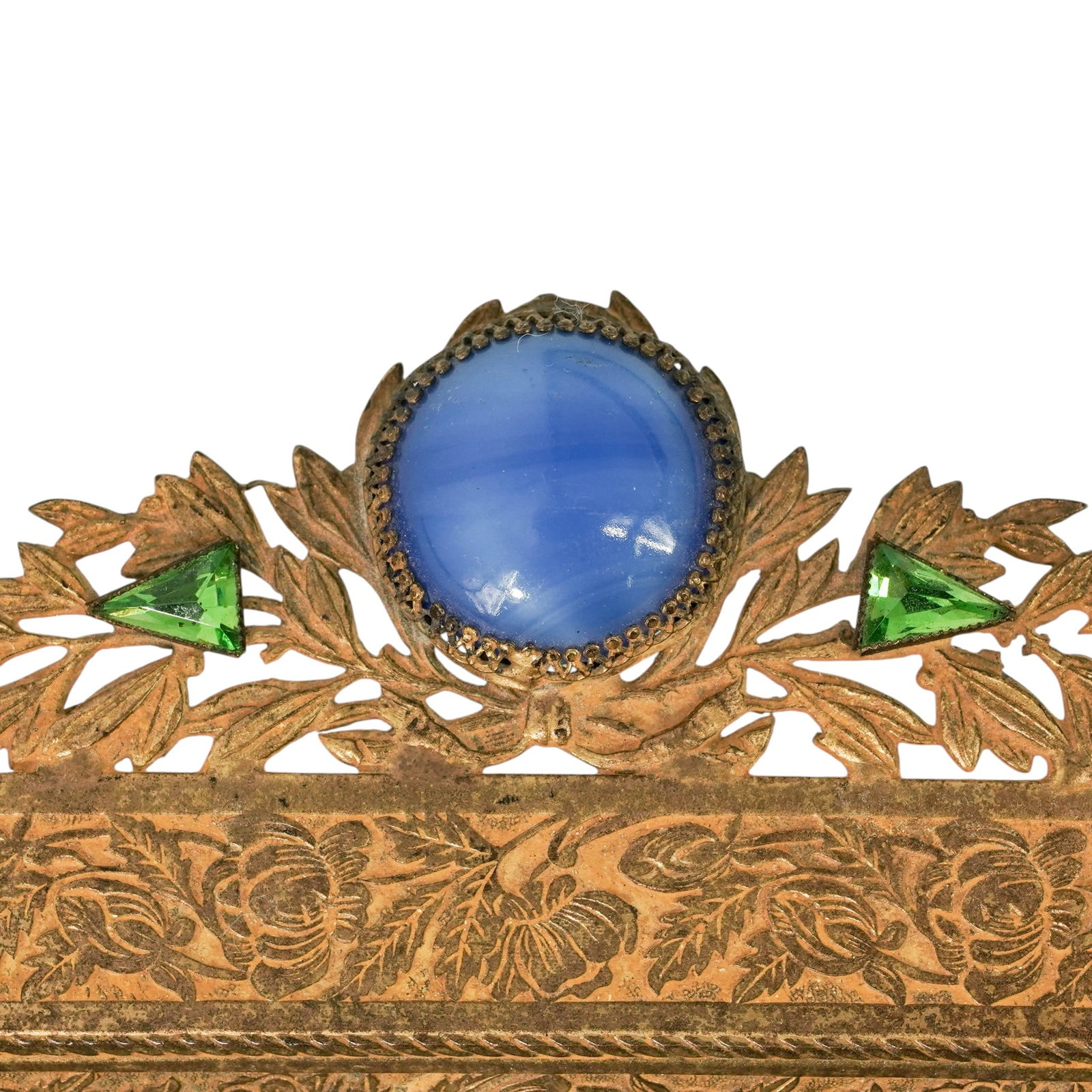 Antique Ormolu Vanity Tray w/ Normandy Lace Insert - 13