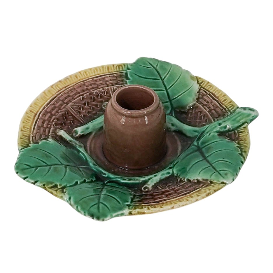 Italian Majolica Leaf Candleholder (1 of 8)