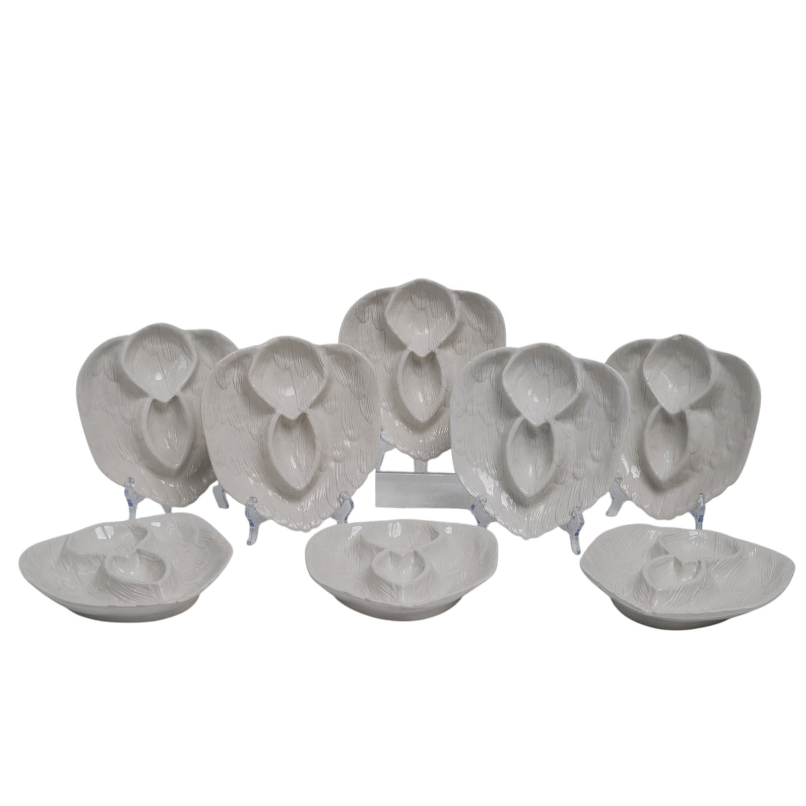 (8pc) Mid 20th Cent. Italian Invento Majolica Cabbage Leaf Plates (1 of 5)