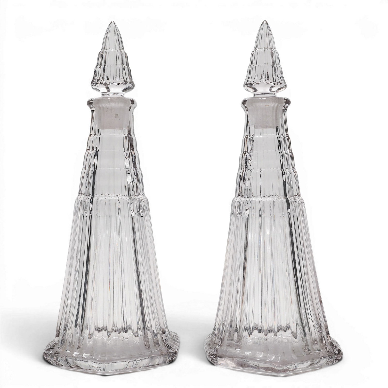 Pair of Heisey "Ridgeleigh" Hexagonal Glass Decanters (1 of 5)