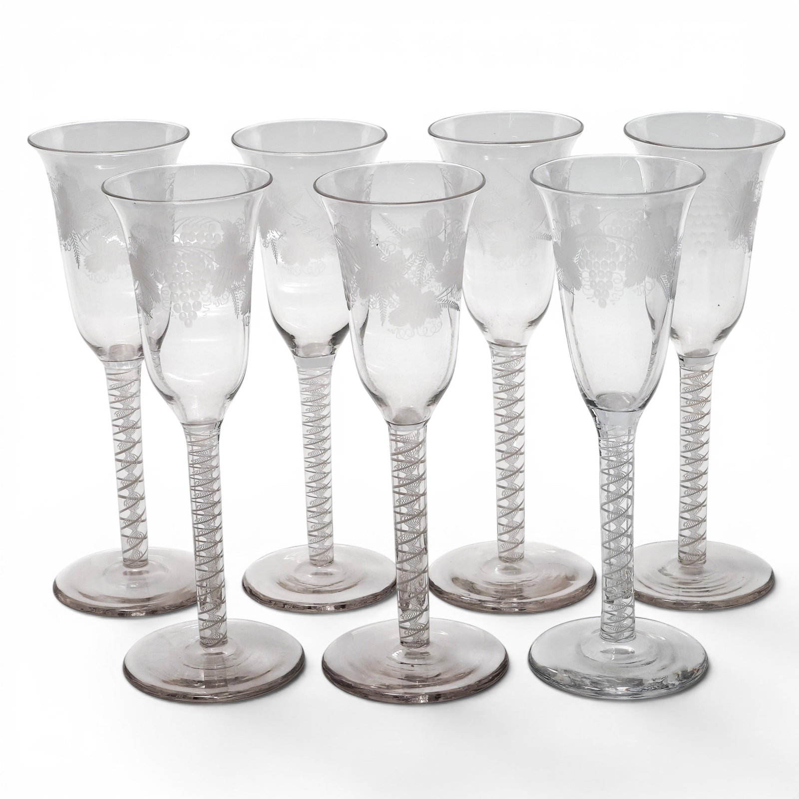 (7 pc) Georgian Air Twist Stem Wine Glasses (1 of 4)