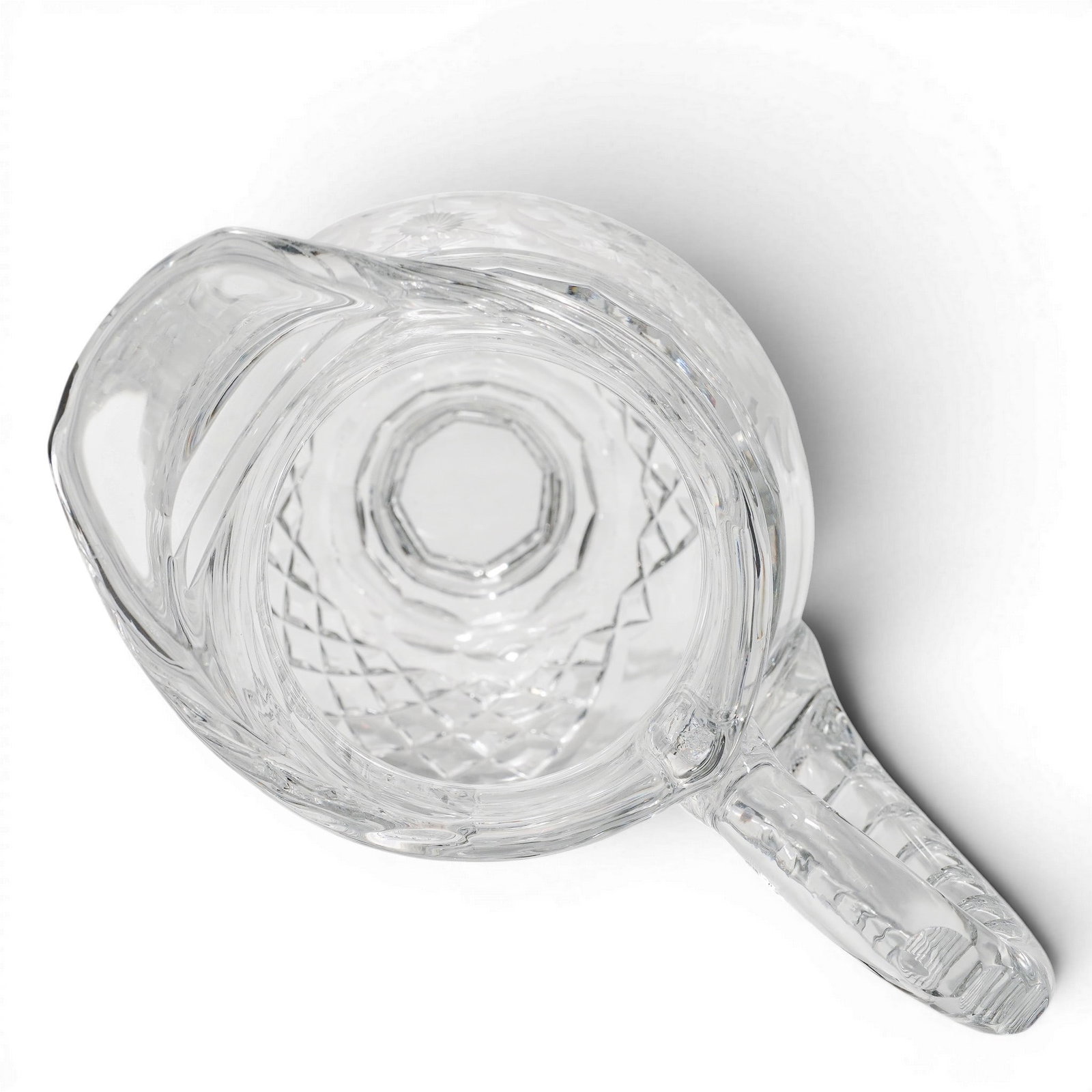 Large Etched Cut Crystal Footed Pitcher - 4