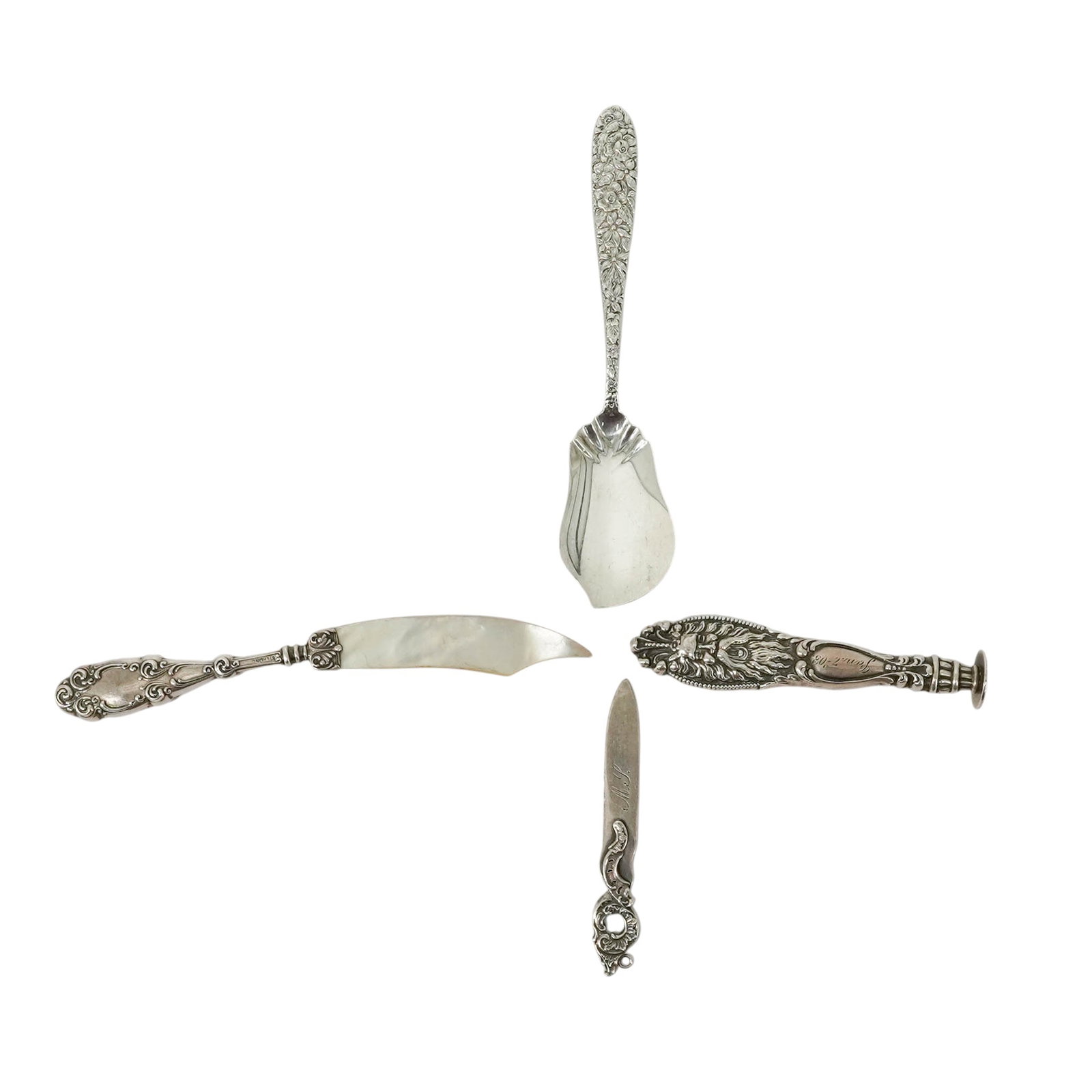 (4 pc) Antique Sterling Silver Items - 2