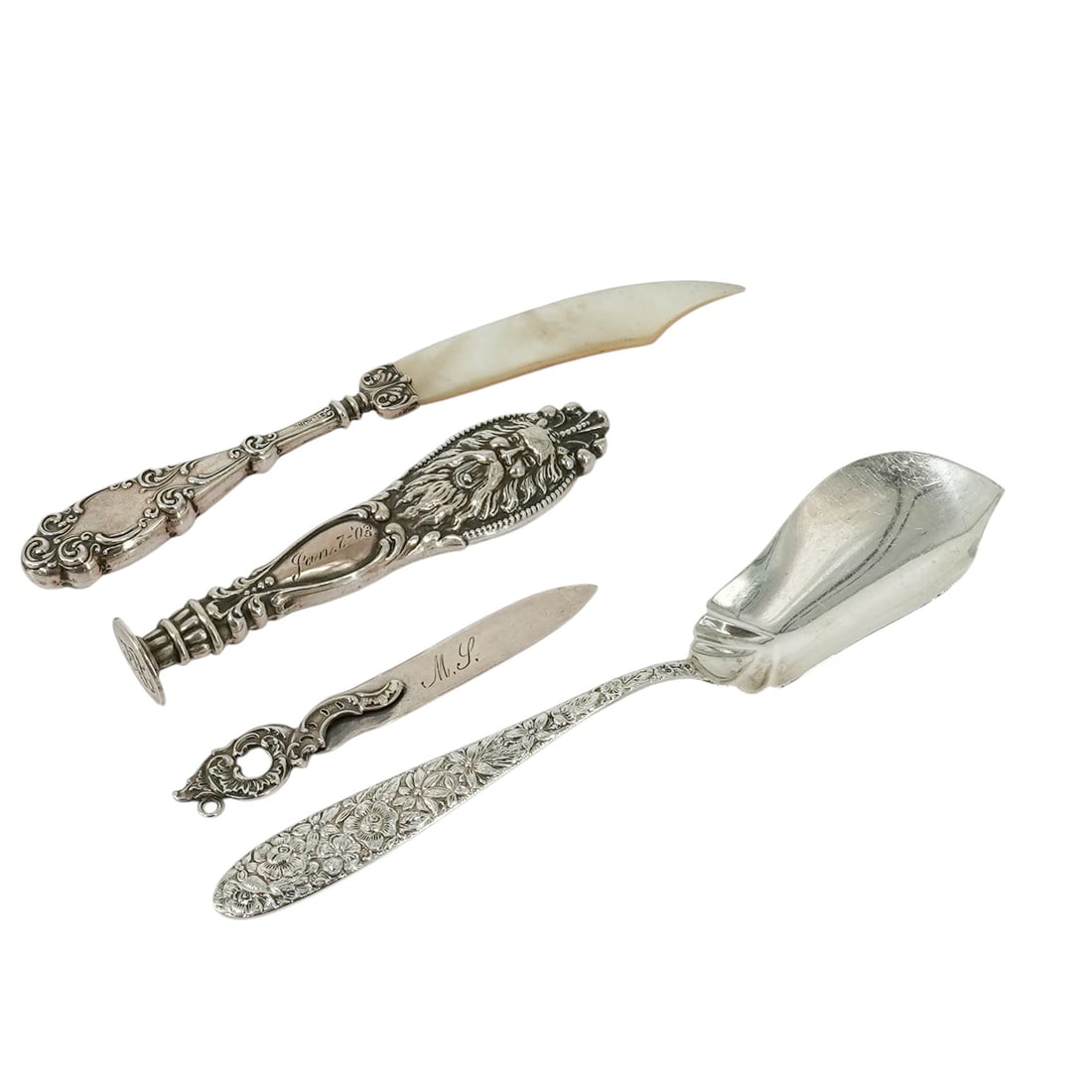 (4 pc) Antique Sterling Silver Items - 3