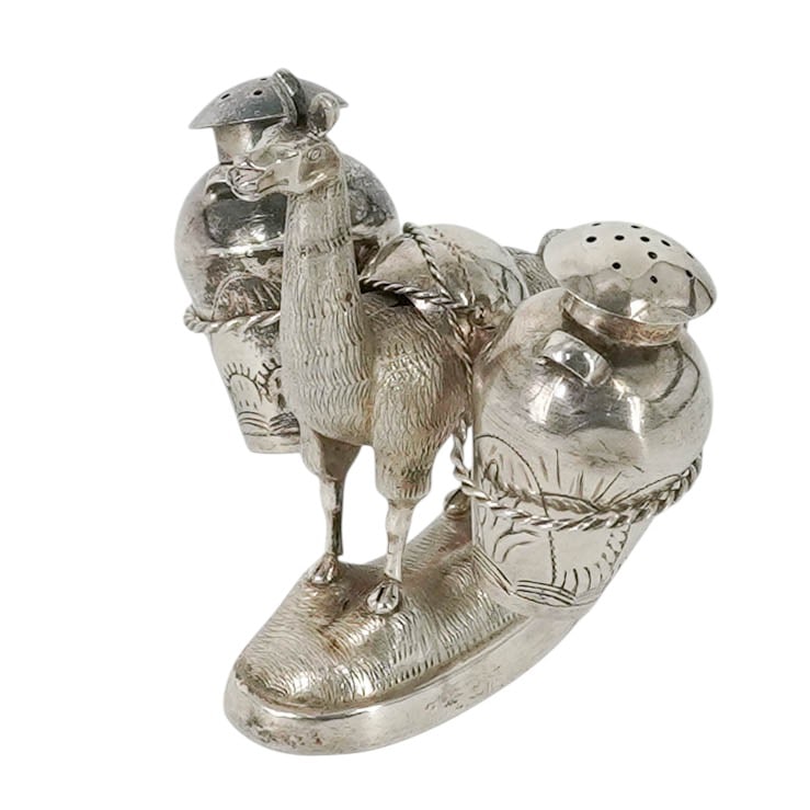Peruvian Sterling Silver Pack Llama Salt & Pepper Shaker Set (1 of 13)