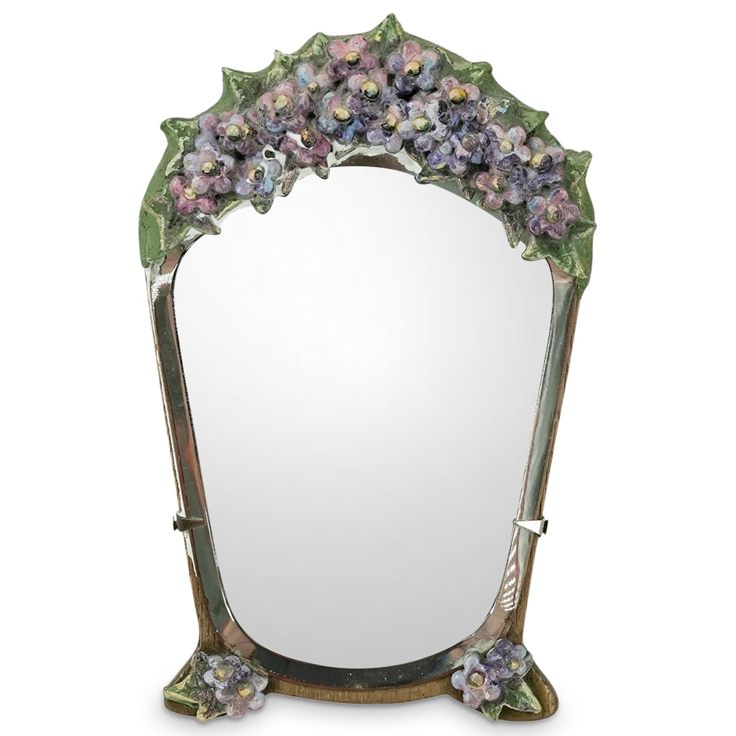 Vintage Barbola Style Enameled Table Top Mirror (1 of 6)