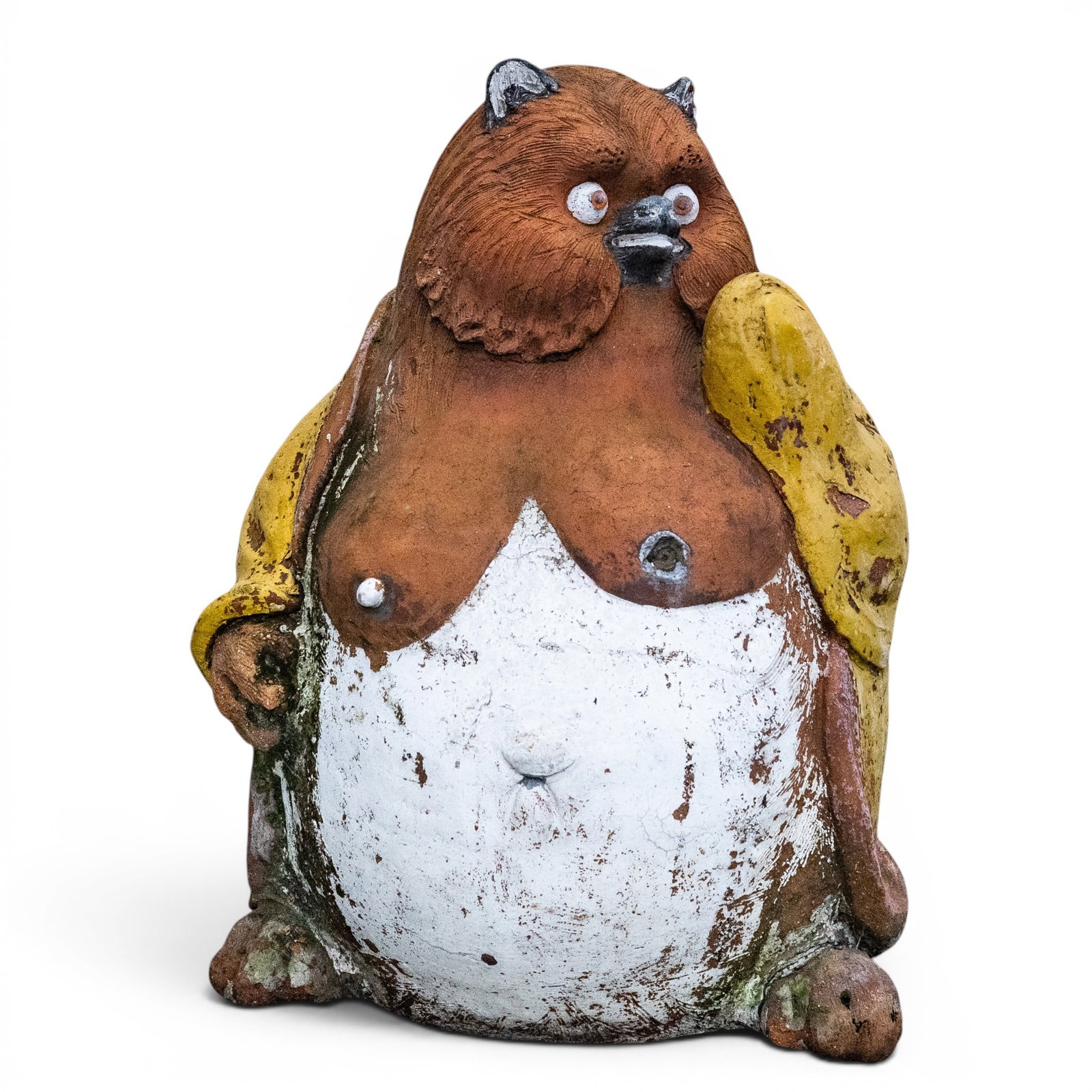 Japanese Shigaraki Ware Tanuki: Japanese Shigaraki Ware Tanuki 20th century, Japanese A large Japanese shigaraki ware tanuki (raccoon dog) sculpture. H 26.5" x W (approx.) 20"- 21"