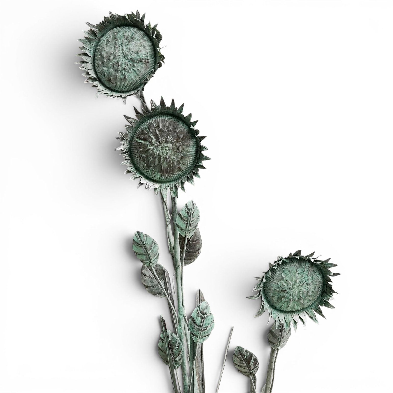 Vintage Copper Sunflowers Garden Sculpture - 2