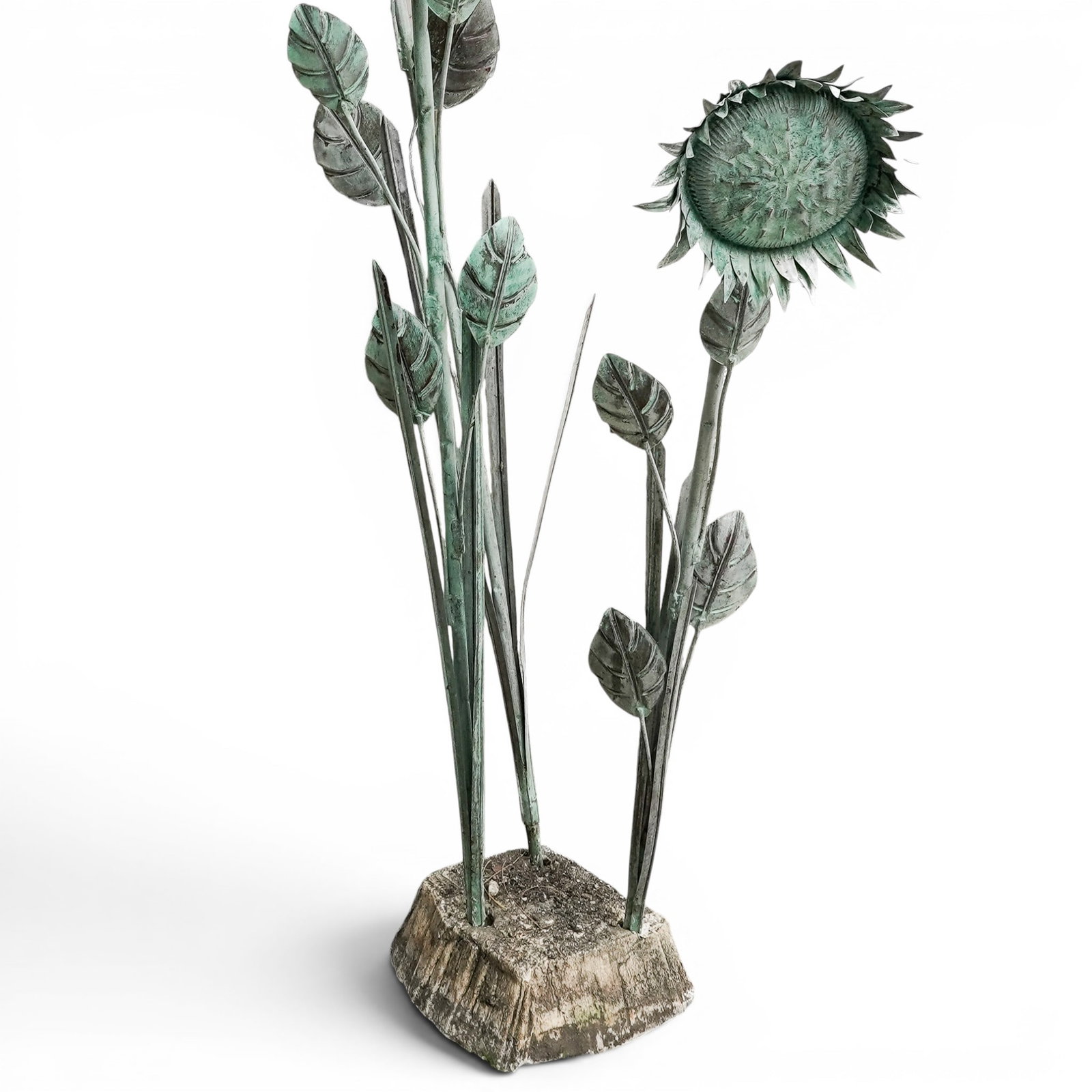 Vintage Copper Sunflowers Garden Sculpture - 3