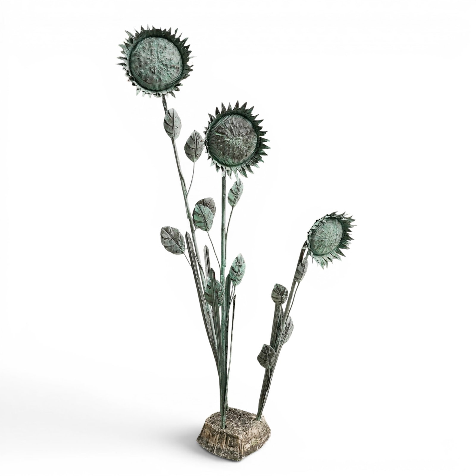 Vintage Copper Sunflowers Garden Sculpture - 4