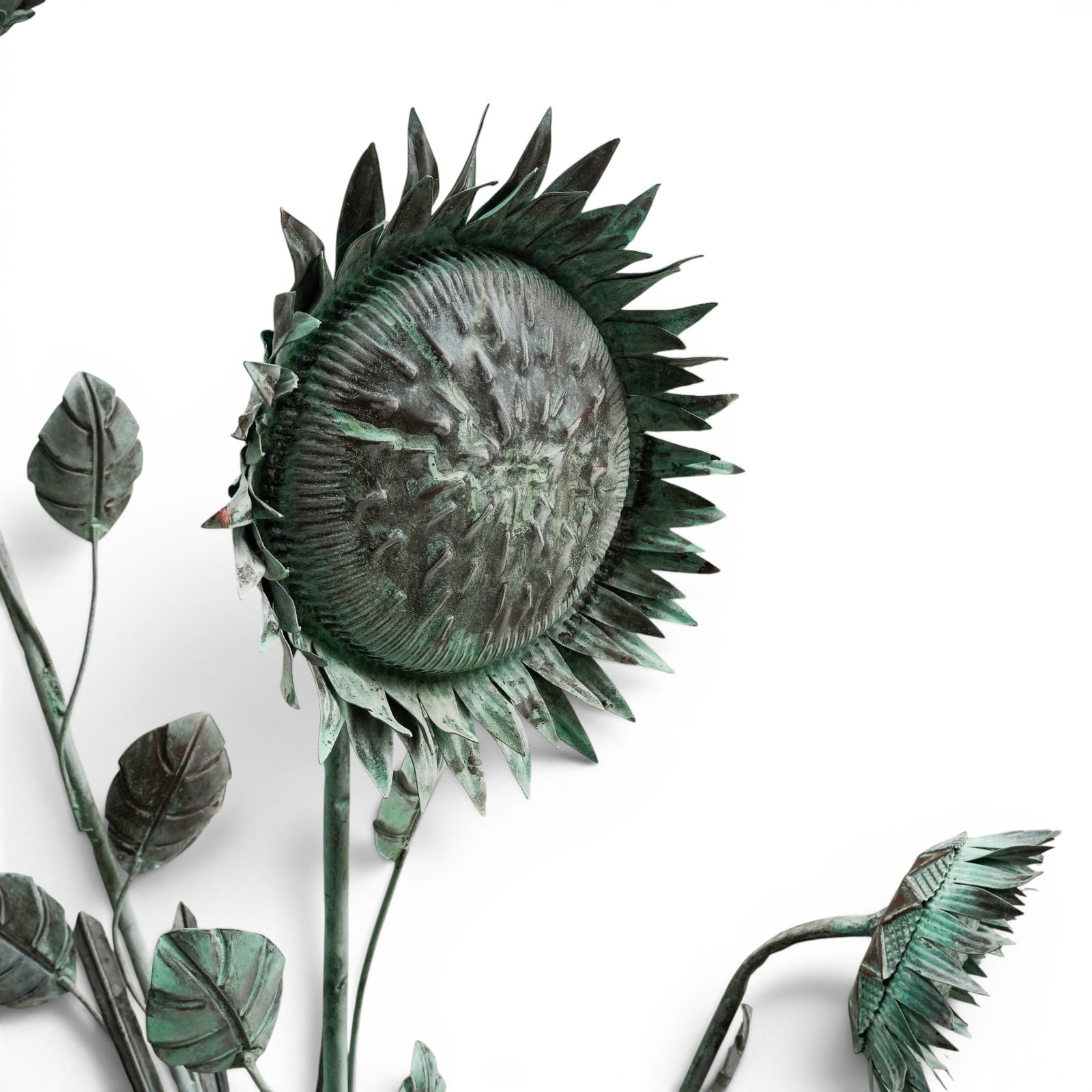 Vintage Copper Sunflowers Garden Sculpture - 7