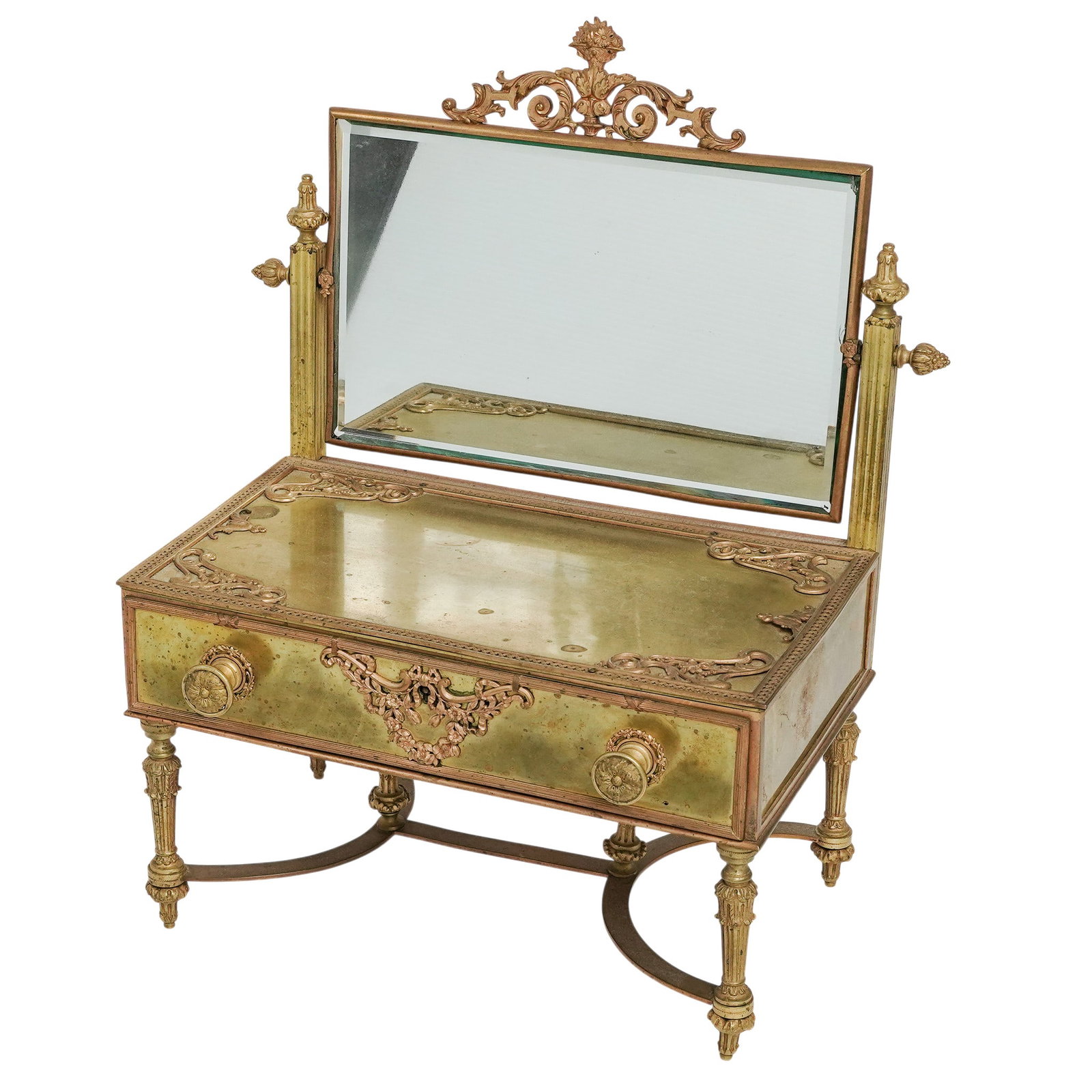 19th Cent. French Louis XVI Style Ormolu Mirrored Jewelry Box (1 of 15)