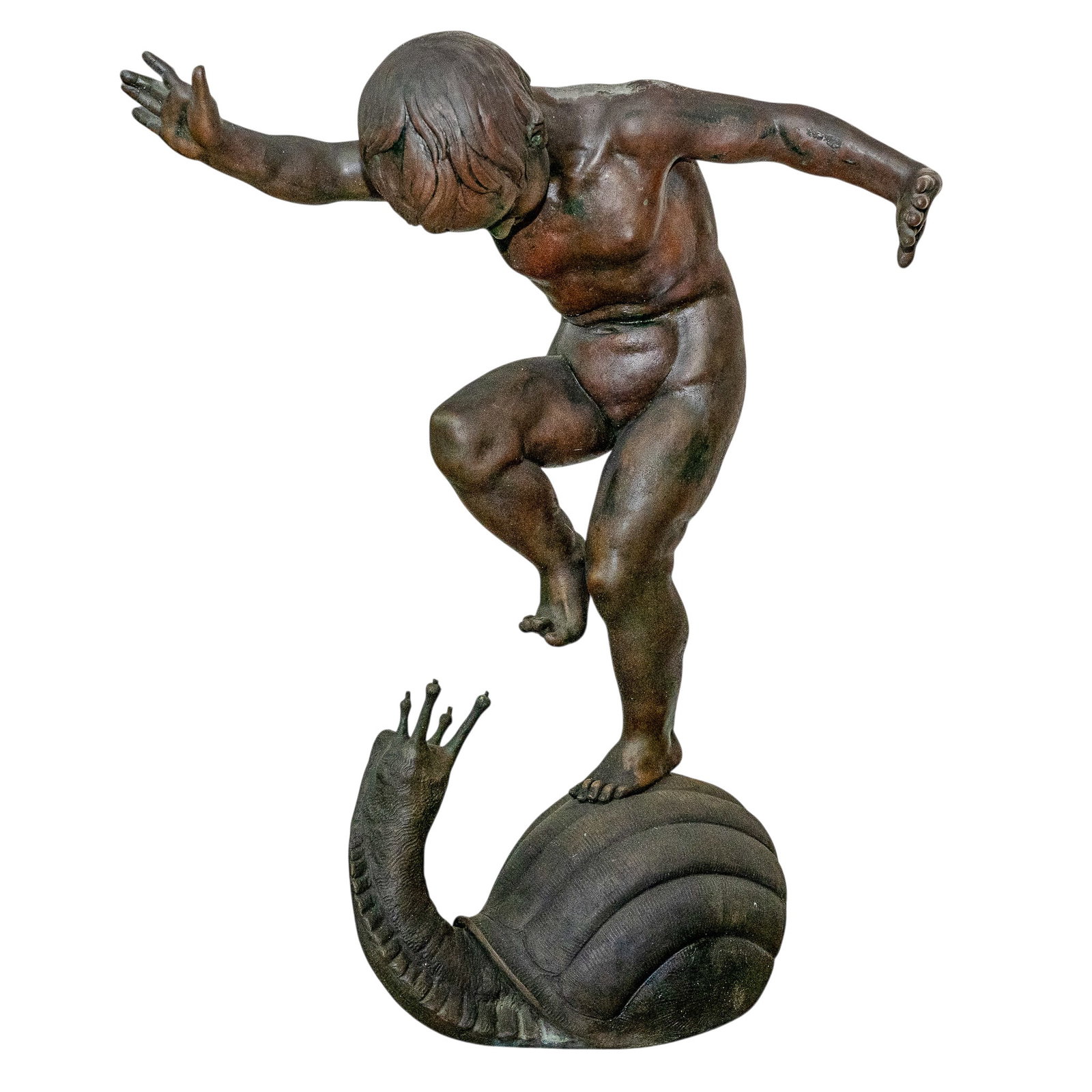 G. Cappelletti (Italian, 1889–1964) "Boy on the Snail" Bronze Sculpture (1 of 6)