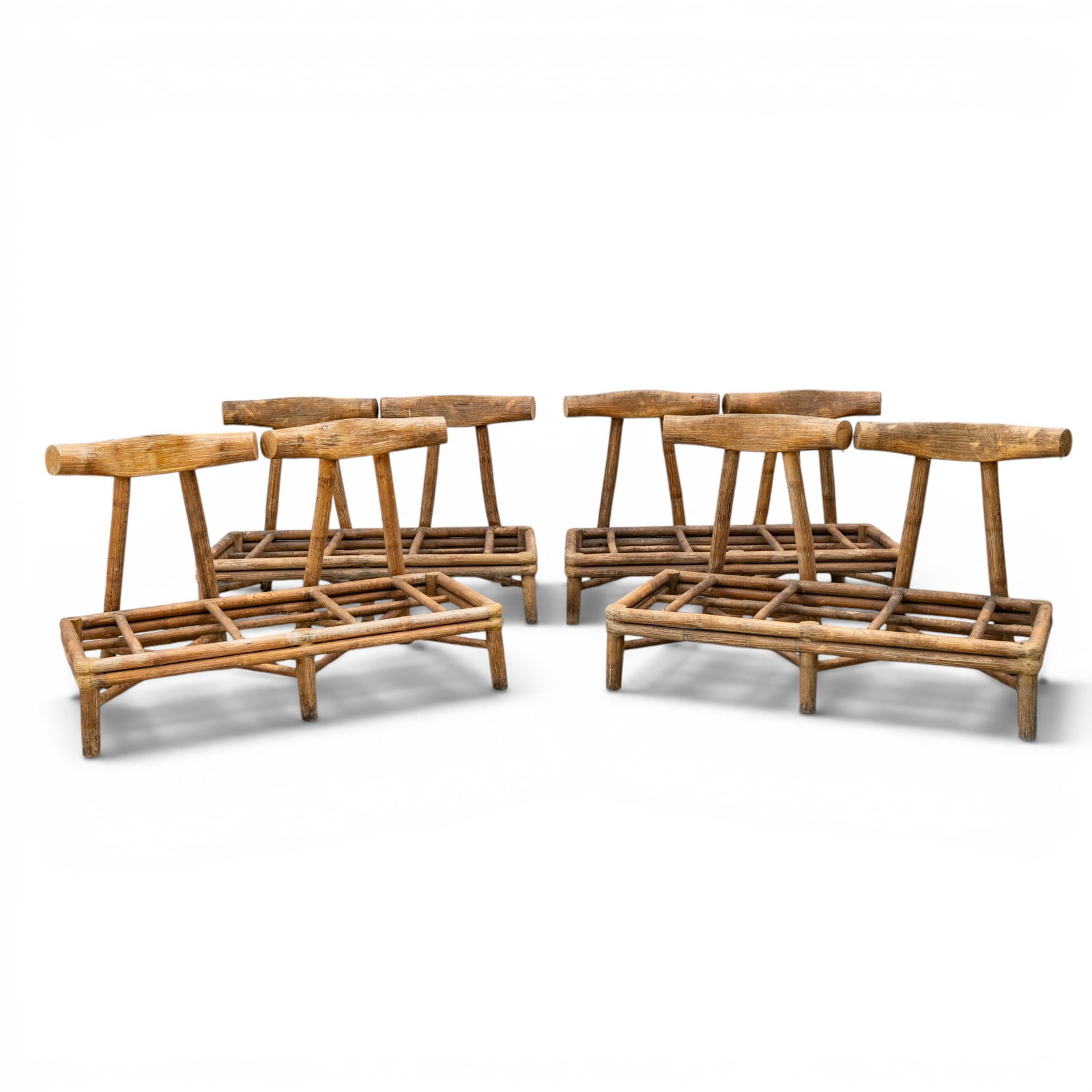 (4 pcs) Japanese Bamboo Patio Benches (1 of 6)