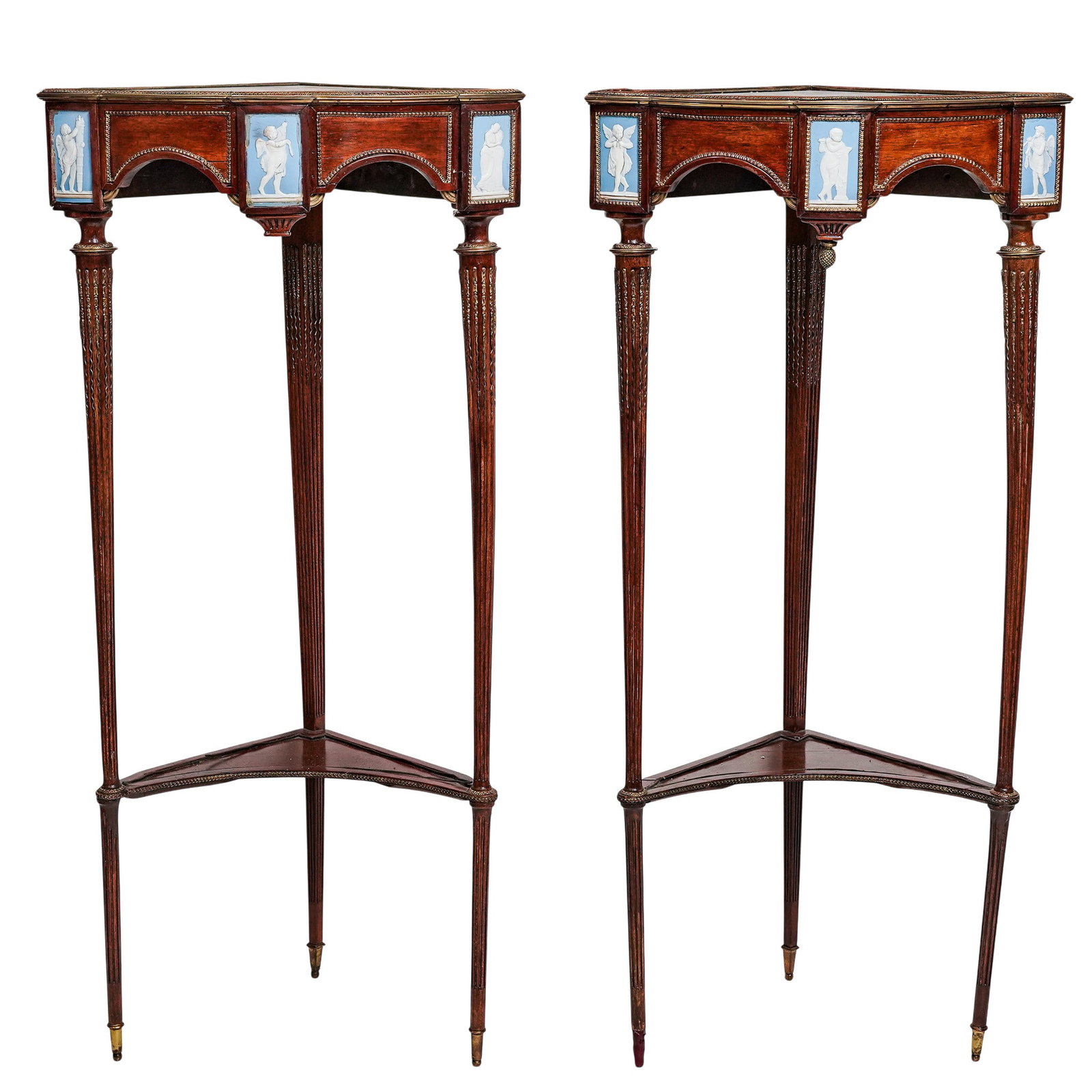 Pair of French Empire Corner Tables With Wedgwood Insets (1 of 16)