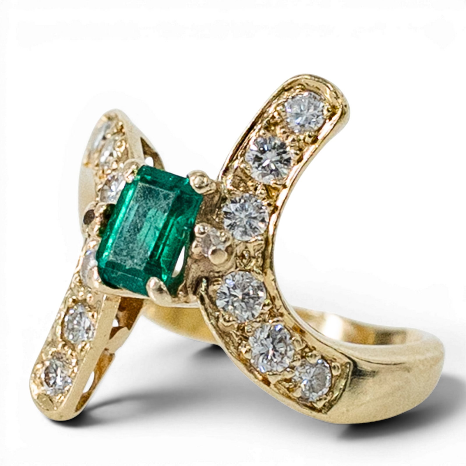 14k Gold Emerald & Diamond Ring (1 of 4)