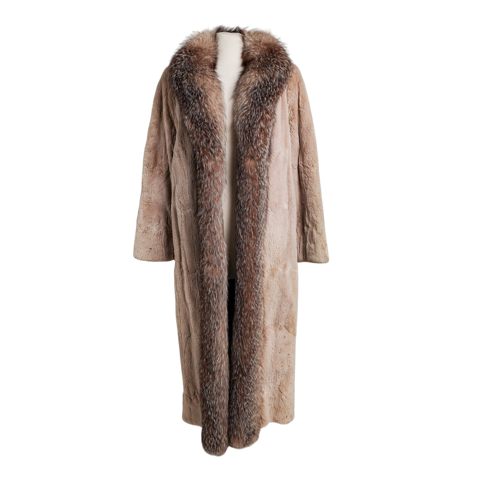 Vintage Neiman Marcus Muskrat Fur Coat with Fox Trim (1 of 9)
