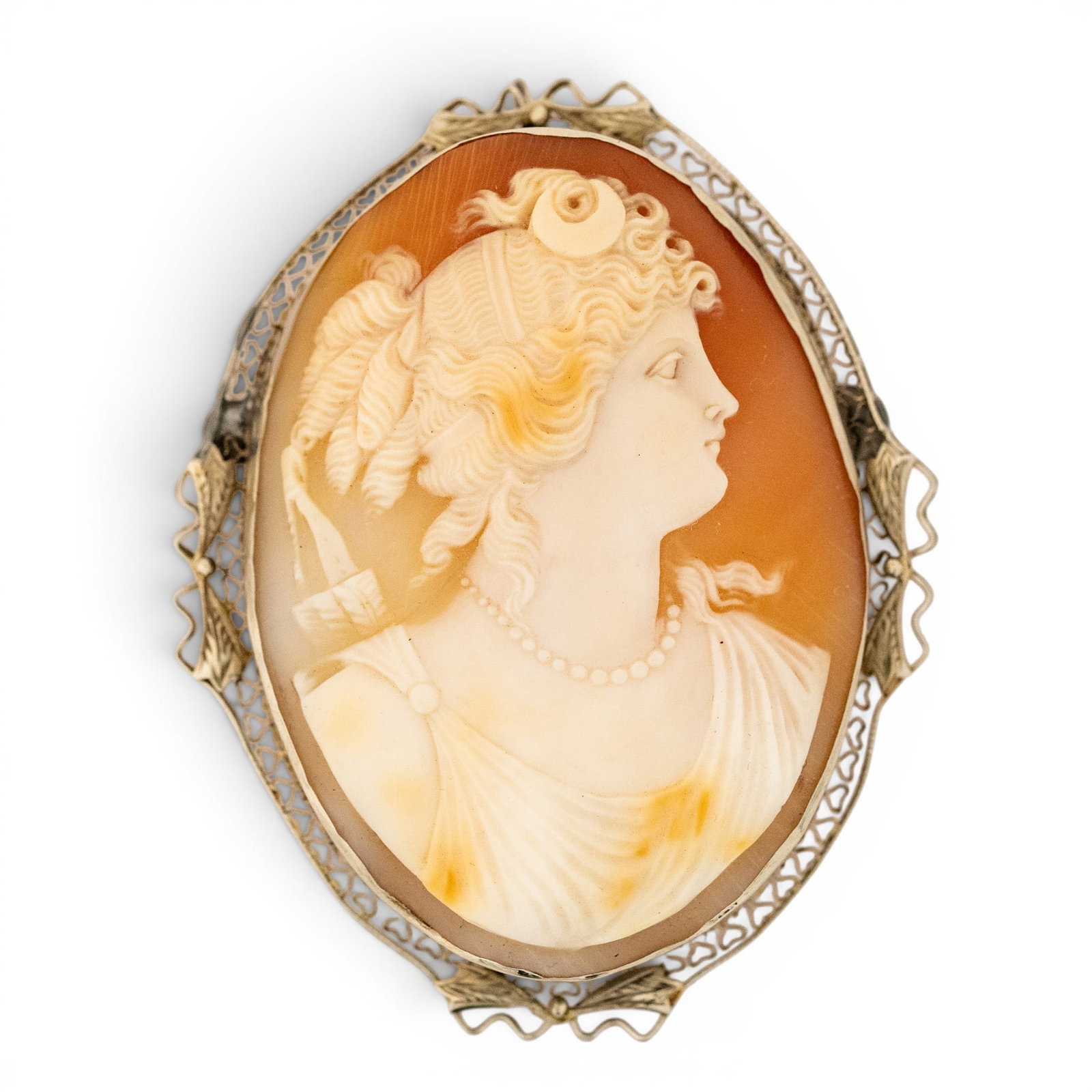 Vintage 14k Gold Carved Shell Cameo Brooch/Pendant (1 of 2)