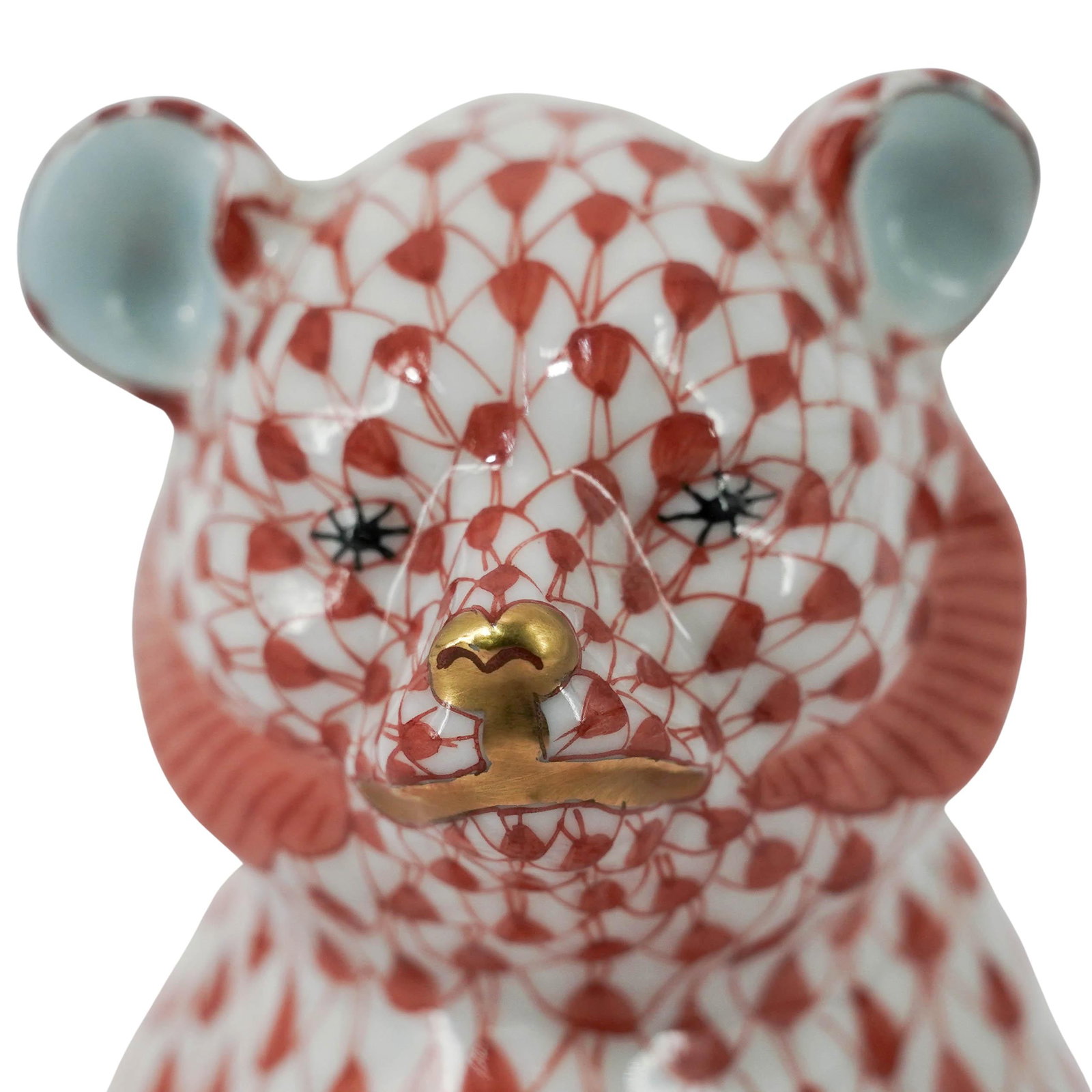 Herend Porcelain Rust Fishnet Bear - 10