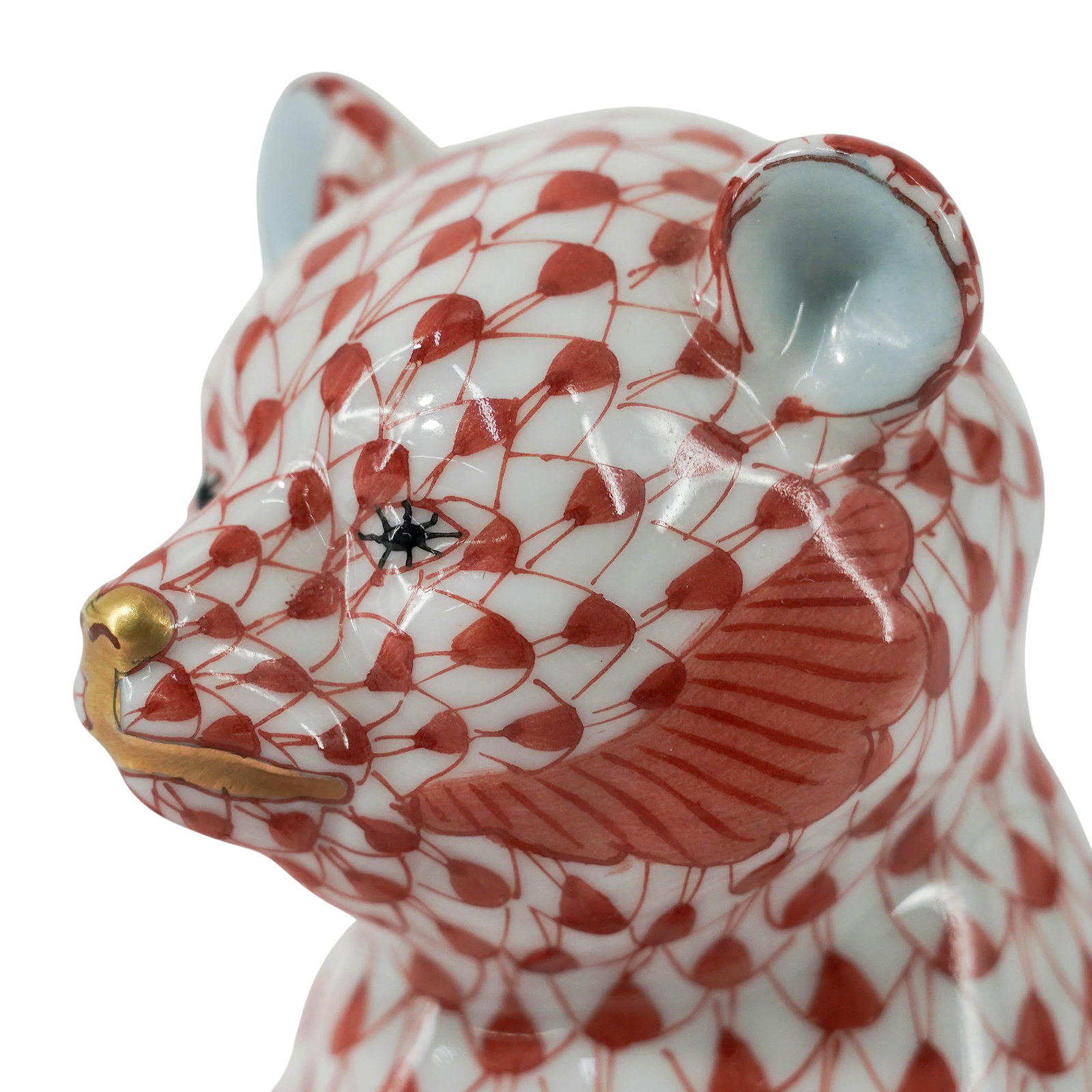 Herend Porcelain Rust Fishnet Bear - 11